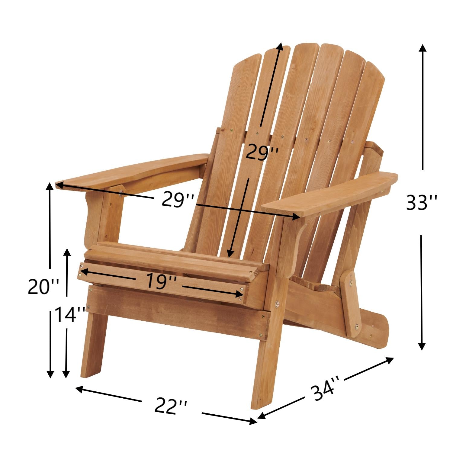 Oversized Wooden Outdoor Folding Adirondack Chair