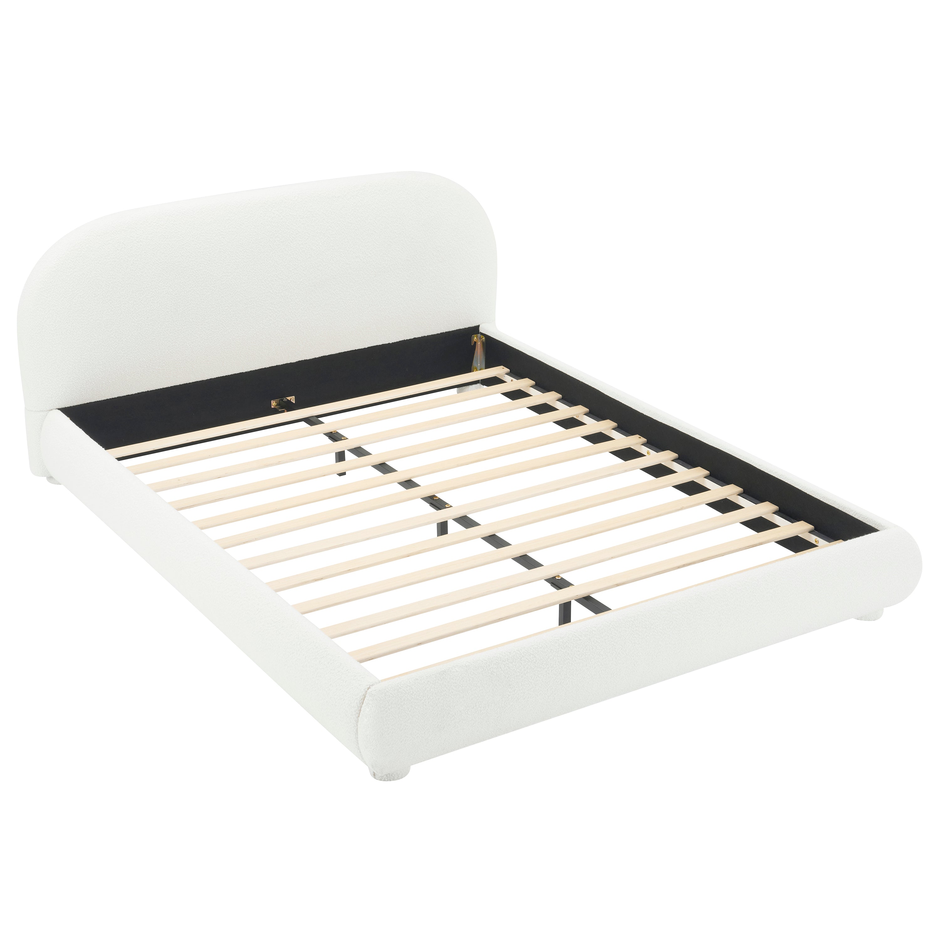 Modern Bed Frame with Upholstered Curved Headboard