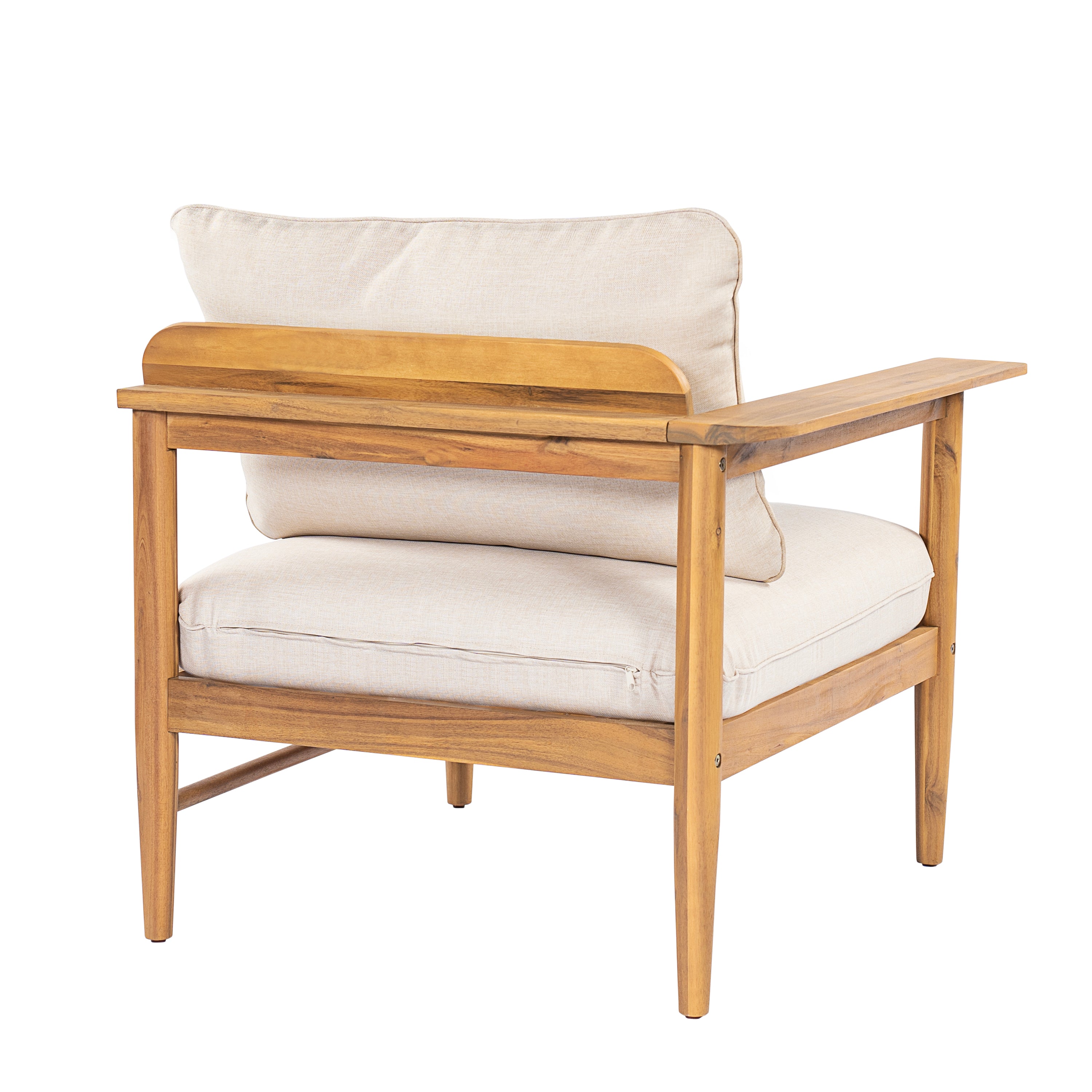 Terassi Outdoor Acacia Wood 4 Seater Sofa, Light Teak Finish with Beige Cushion