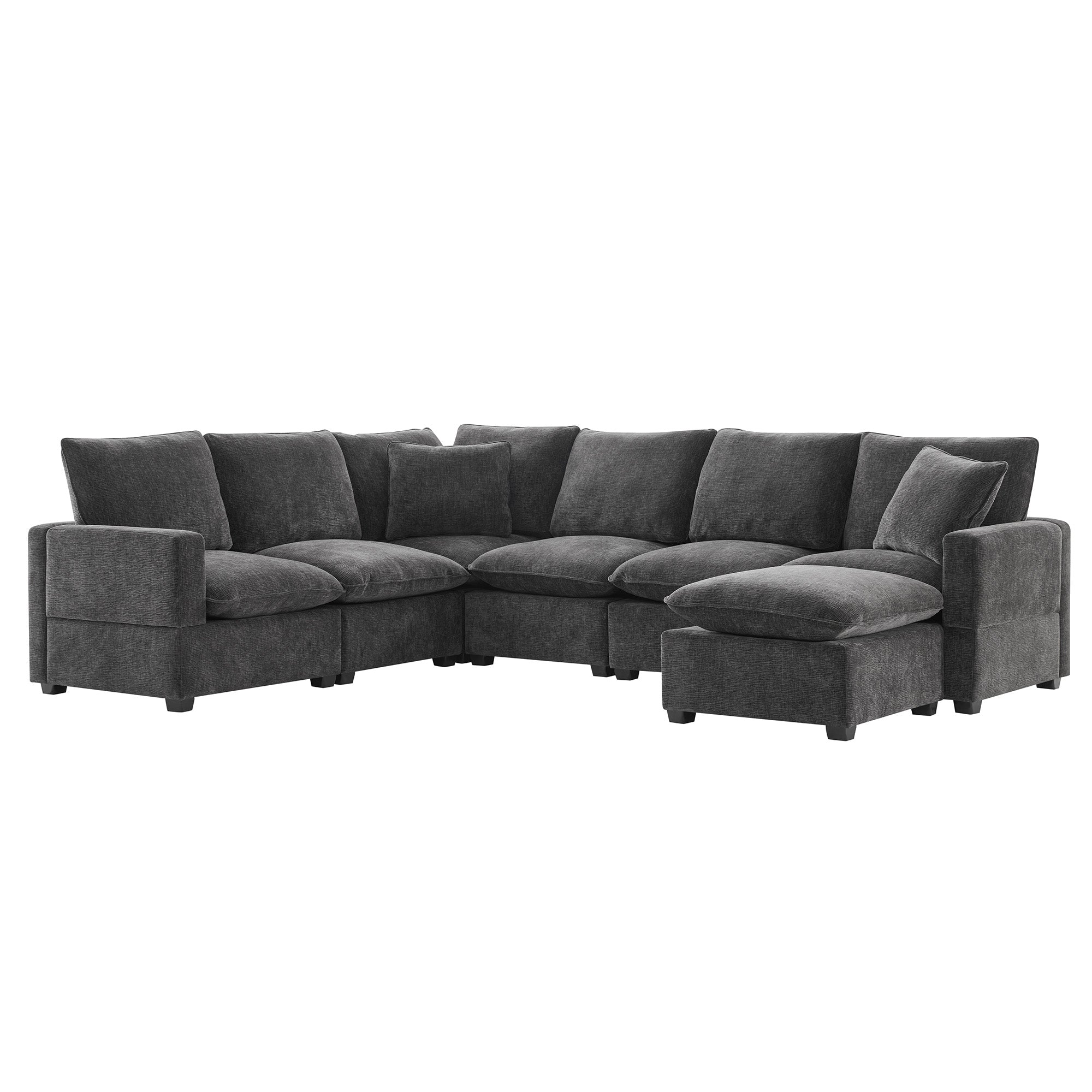 Chenille Modular U-Shape Sectional Sofa, Seats 7