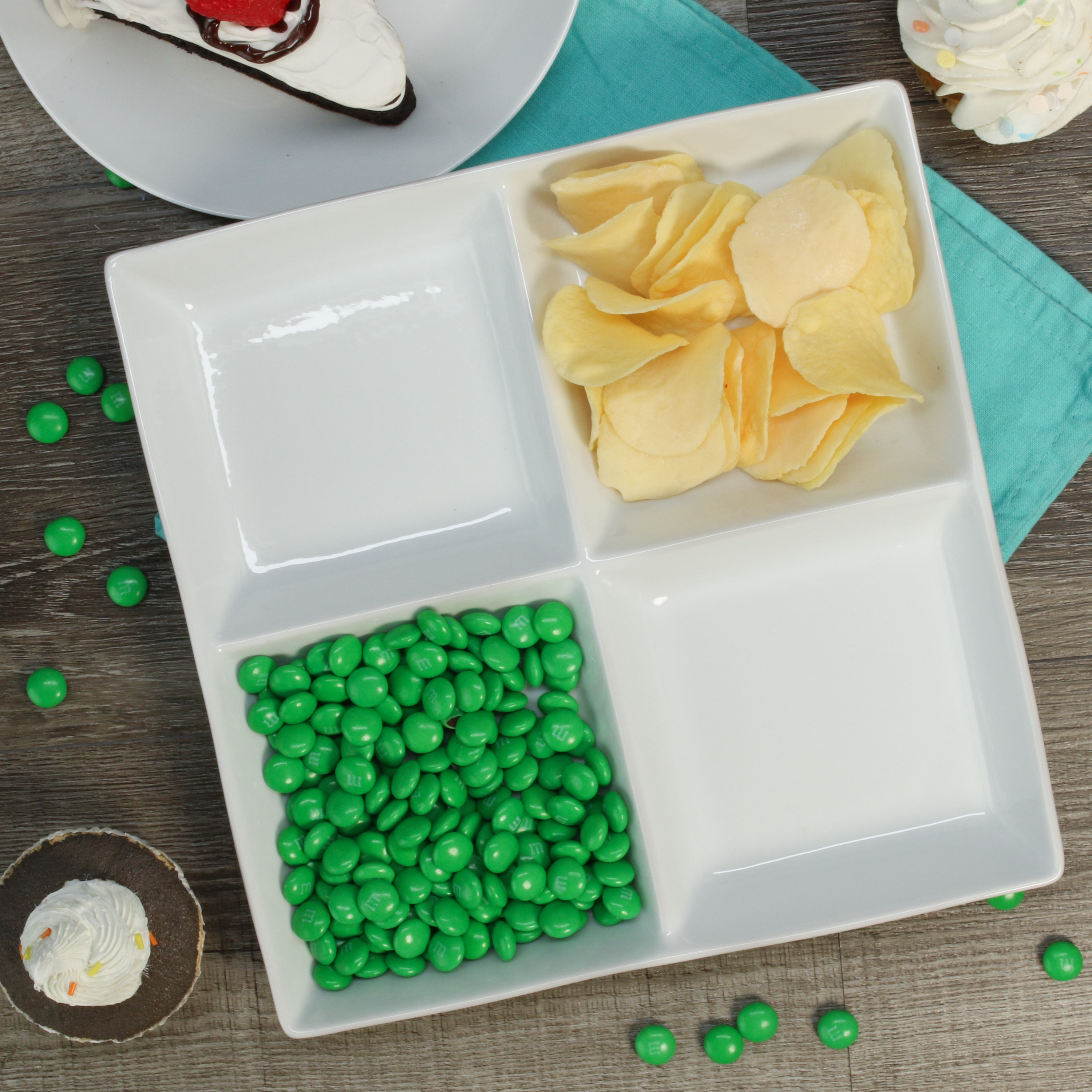 Square Divided Dish 10 oz, Set of 2