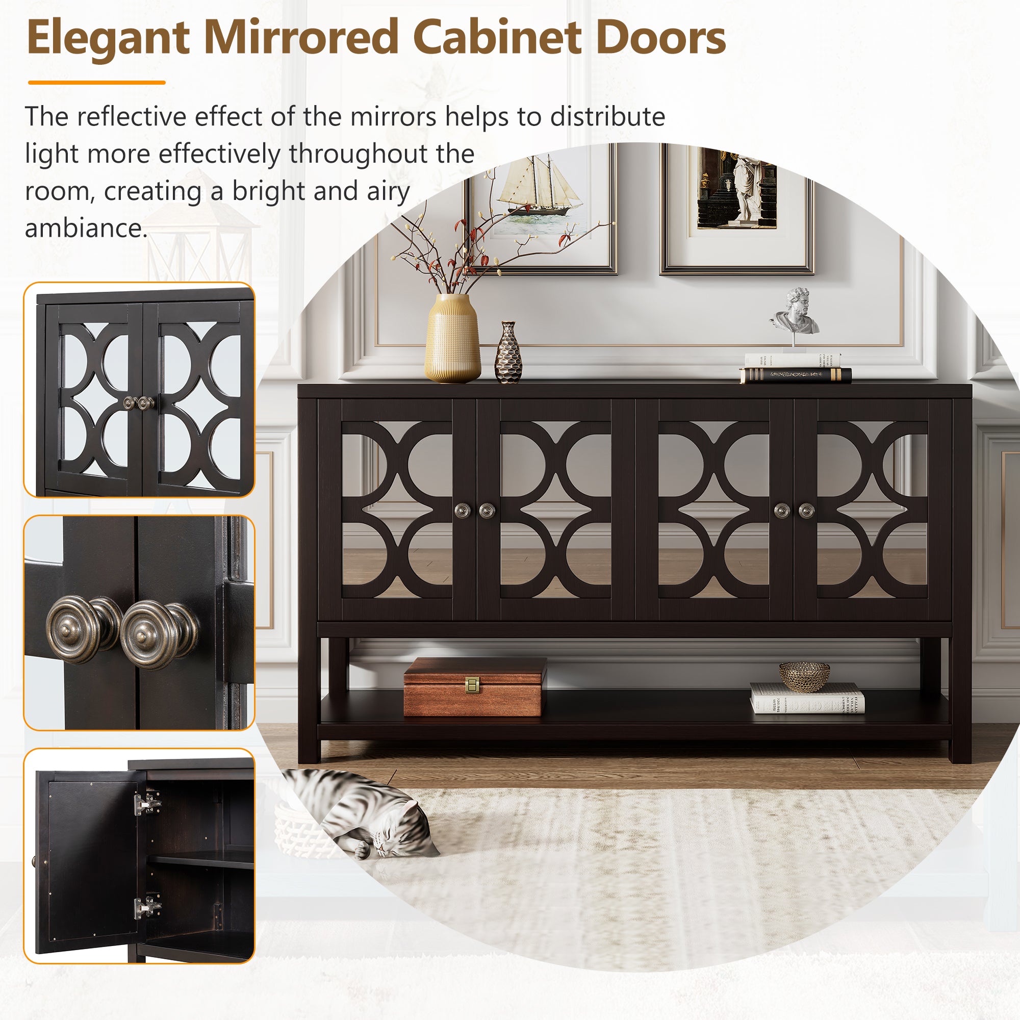 Mirrored Door Console Table