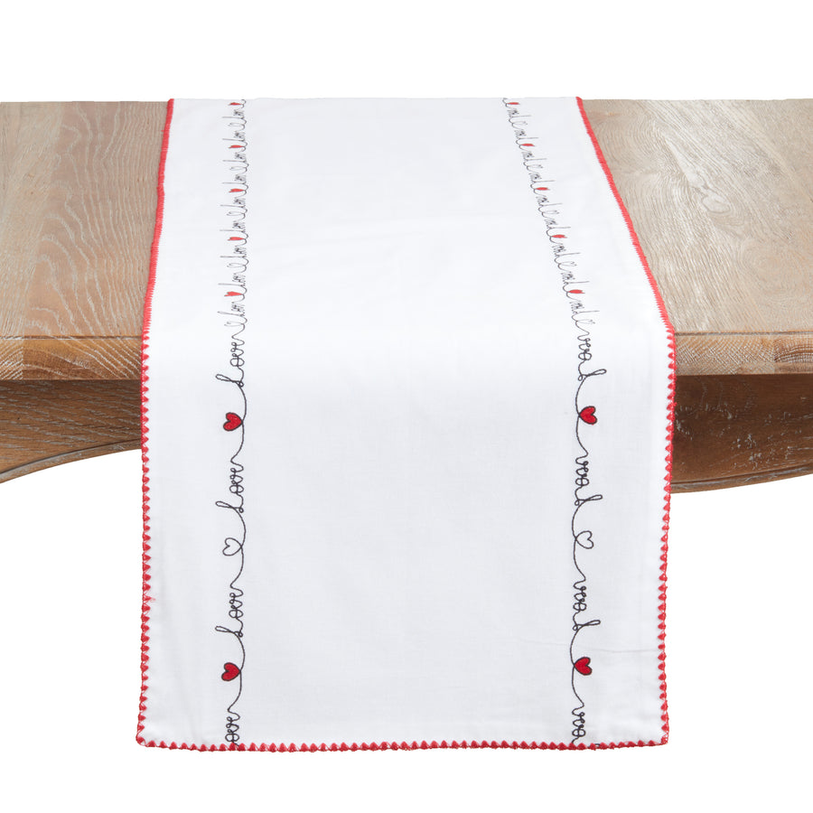 Love Script Cotton Table Runner, 16"x72"
