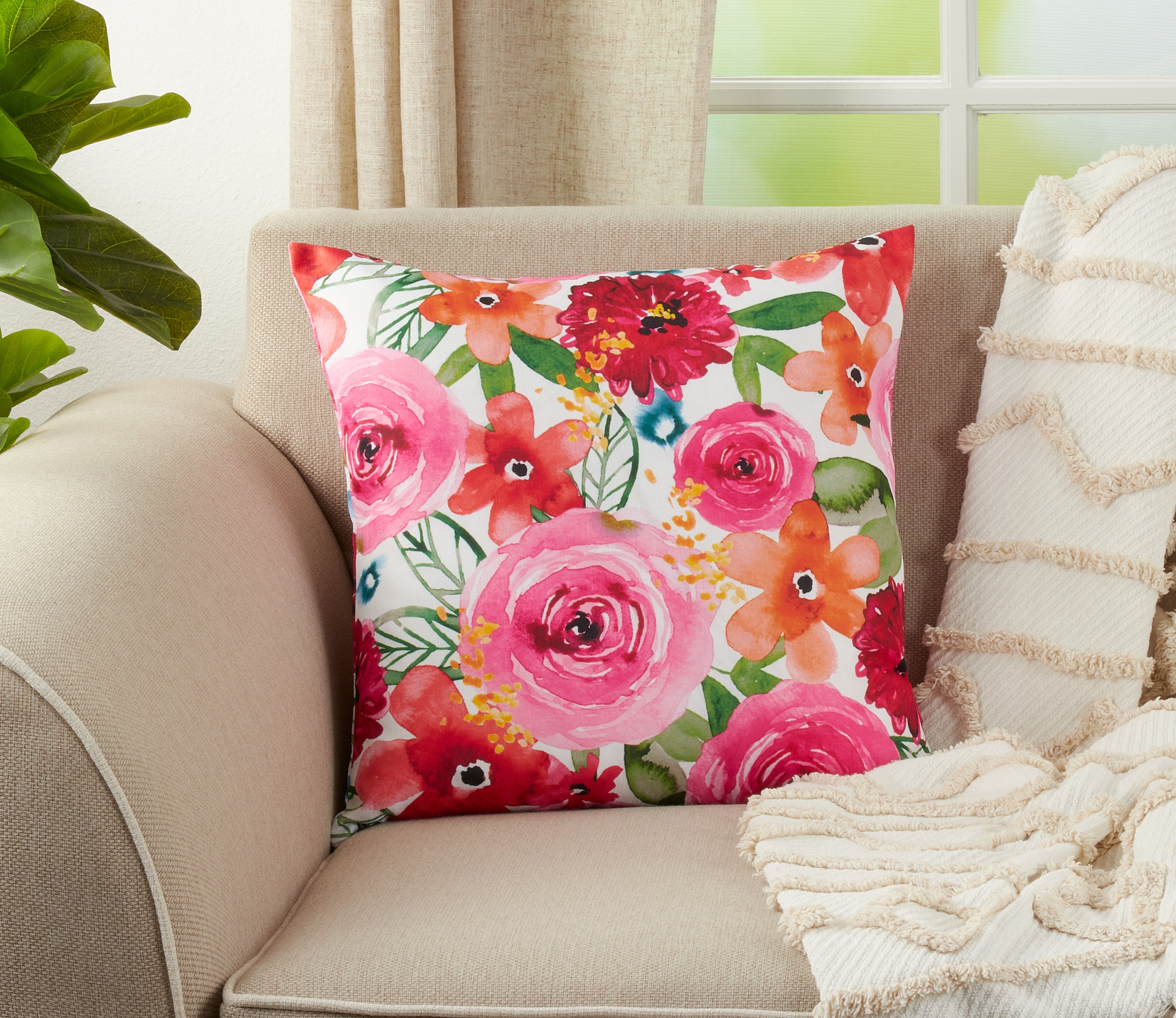 Santa Monica Floral Throw Pillow