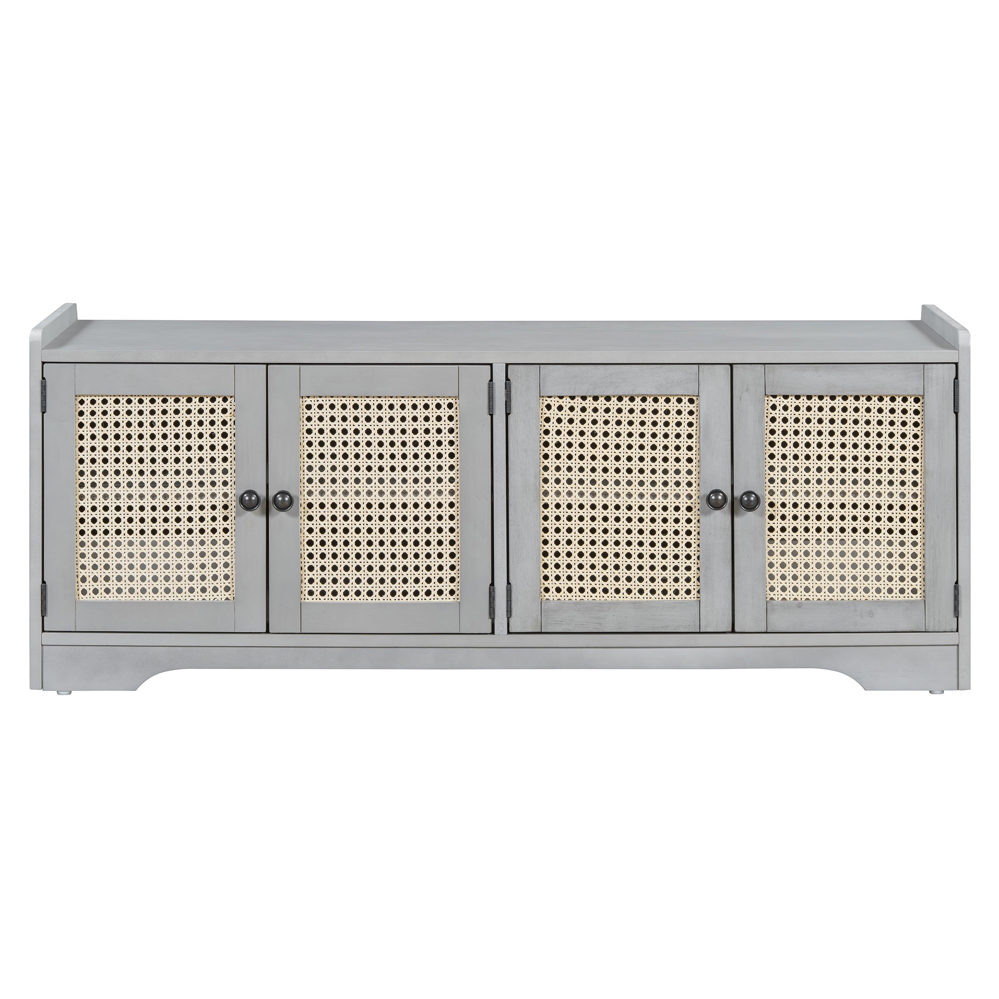 Storage Bench with Rattan Doors