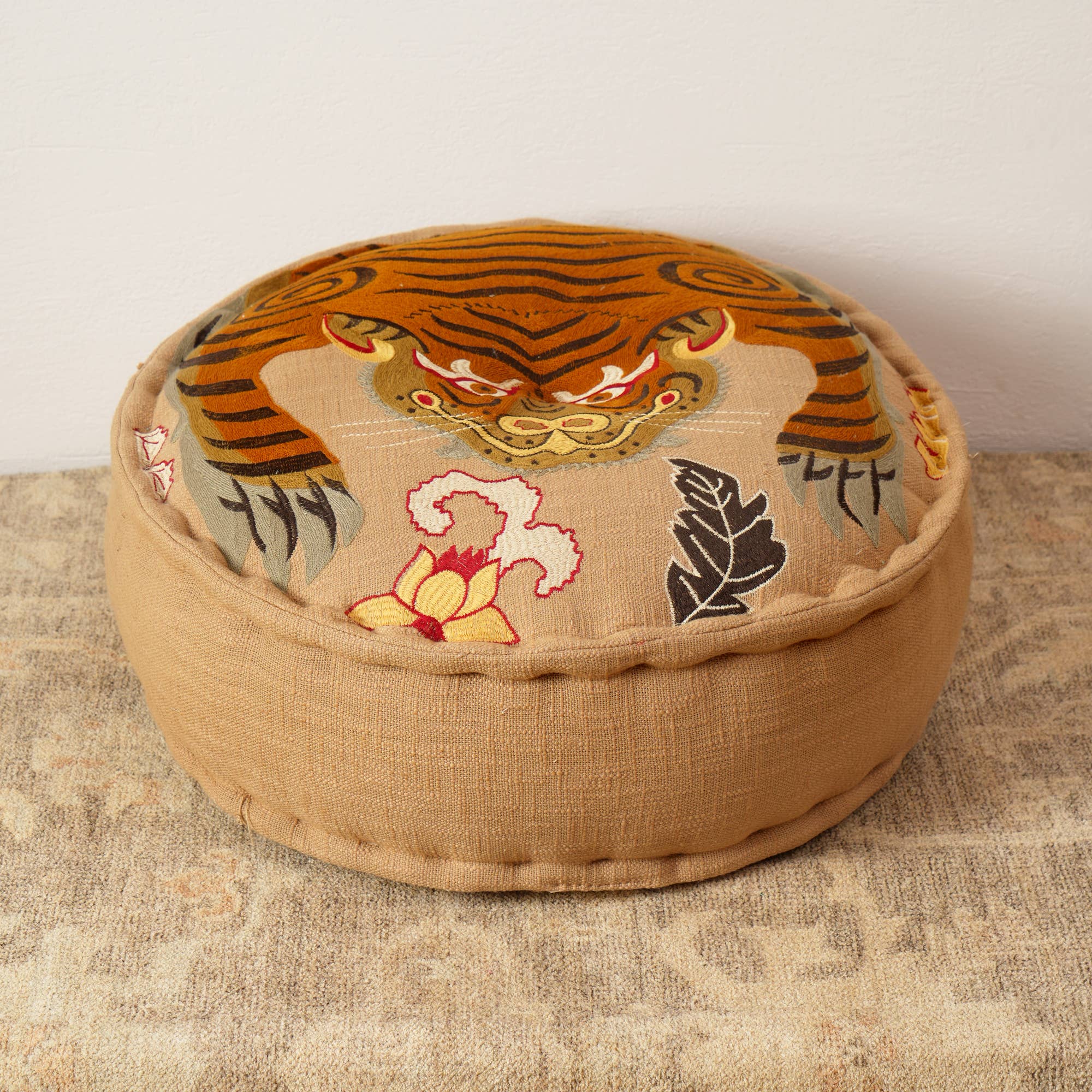 Embroidered Multicolor Pouf/Ottoman