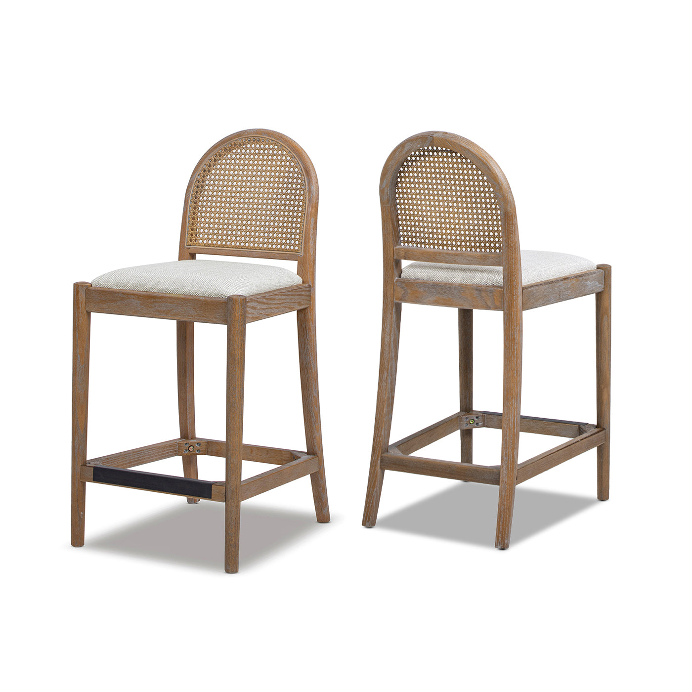 Panama 26.5" Curved Back Cane Rattan Counter Stool, Set of 2