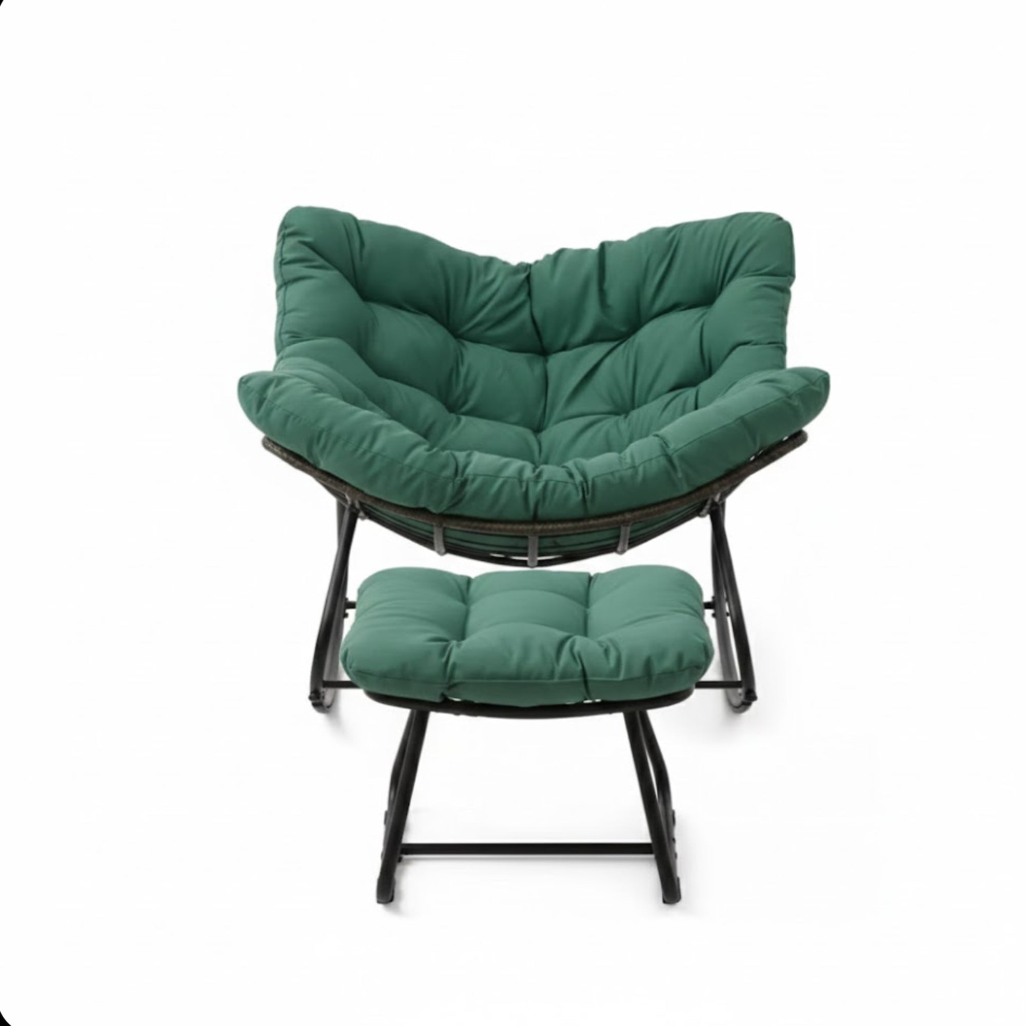 All-Weather Wicker Egg Rocking Chair with Ottoman