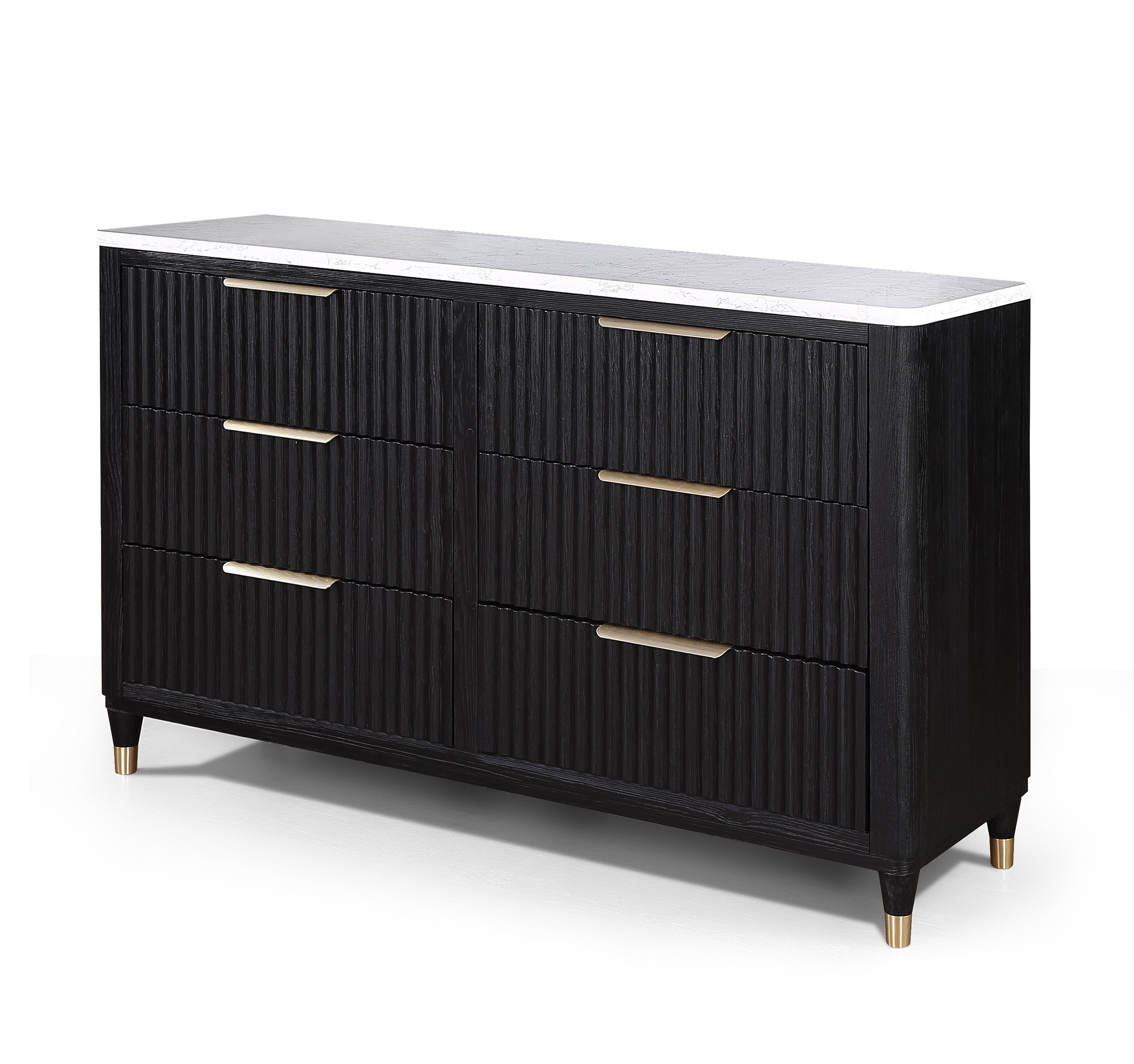Modern Aesthetic 6-Drawers Dresser with Stone Top