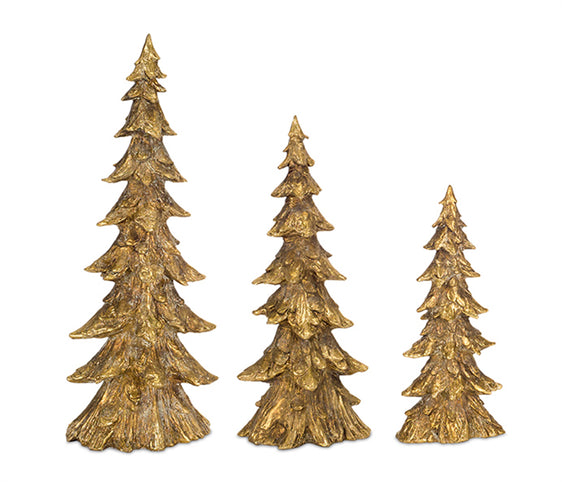 Rustic Gold Tabletop Holiday Tree (set of 3) - Gold