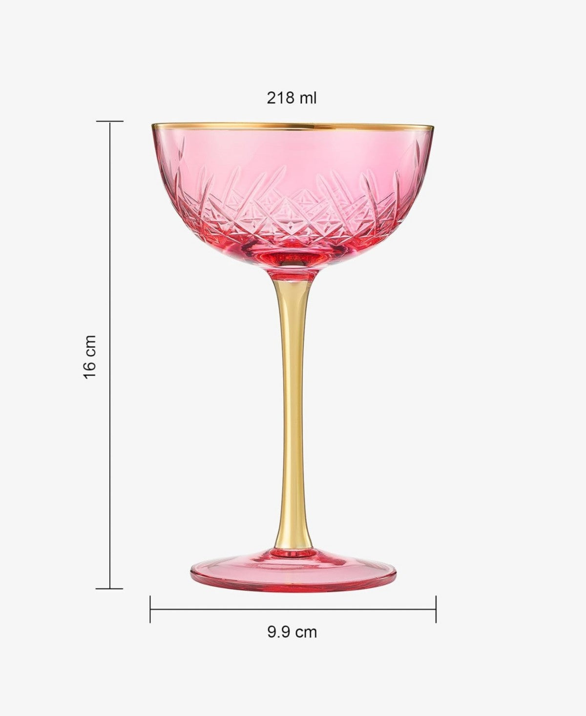 Pink Vintage Art Deco Coupes Set of 2