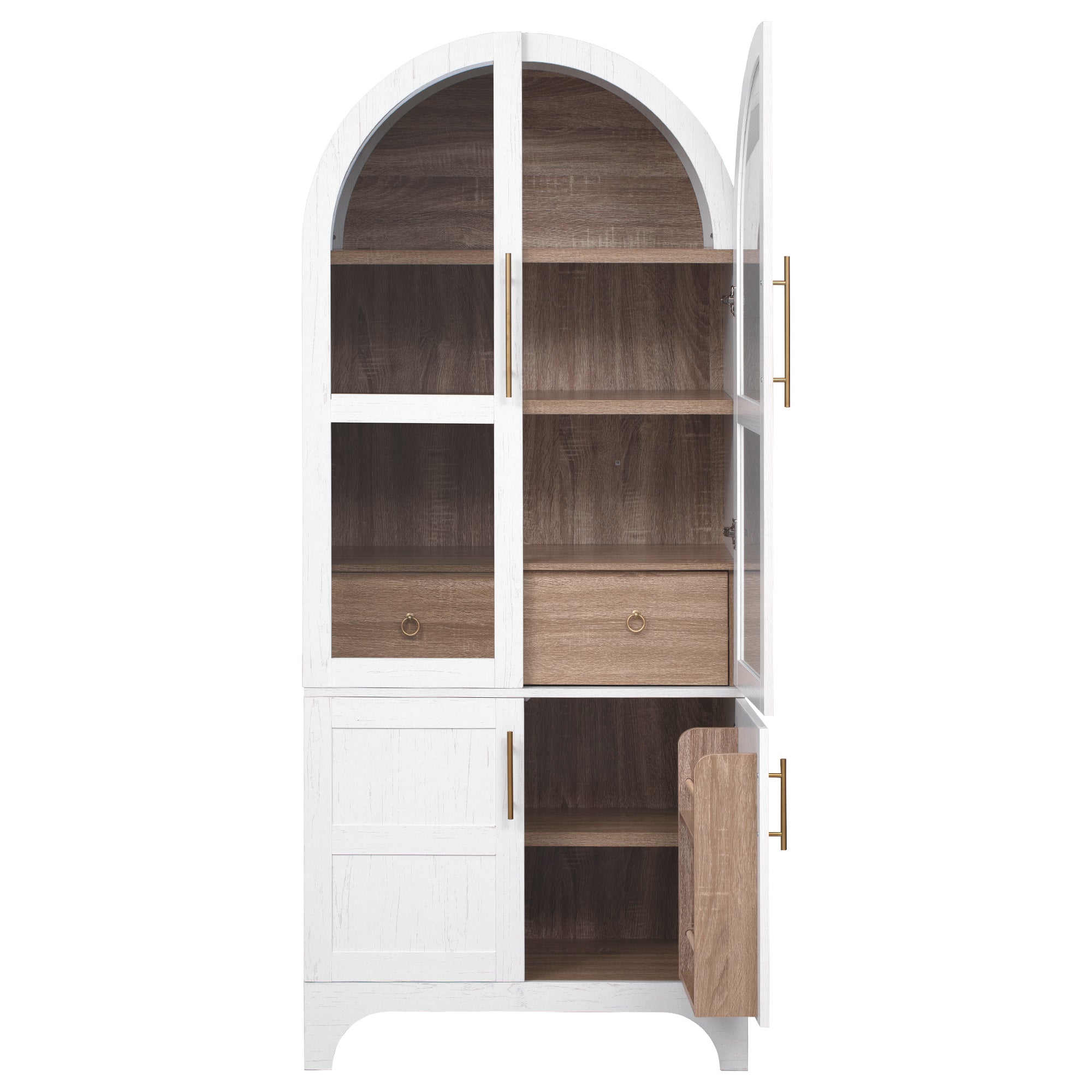 Farmhouse Kitchen Storage Cabinet with Open & Adjustable Shelves