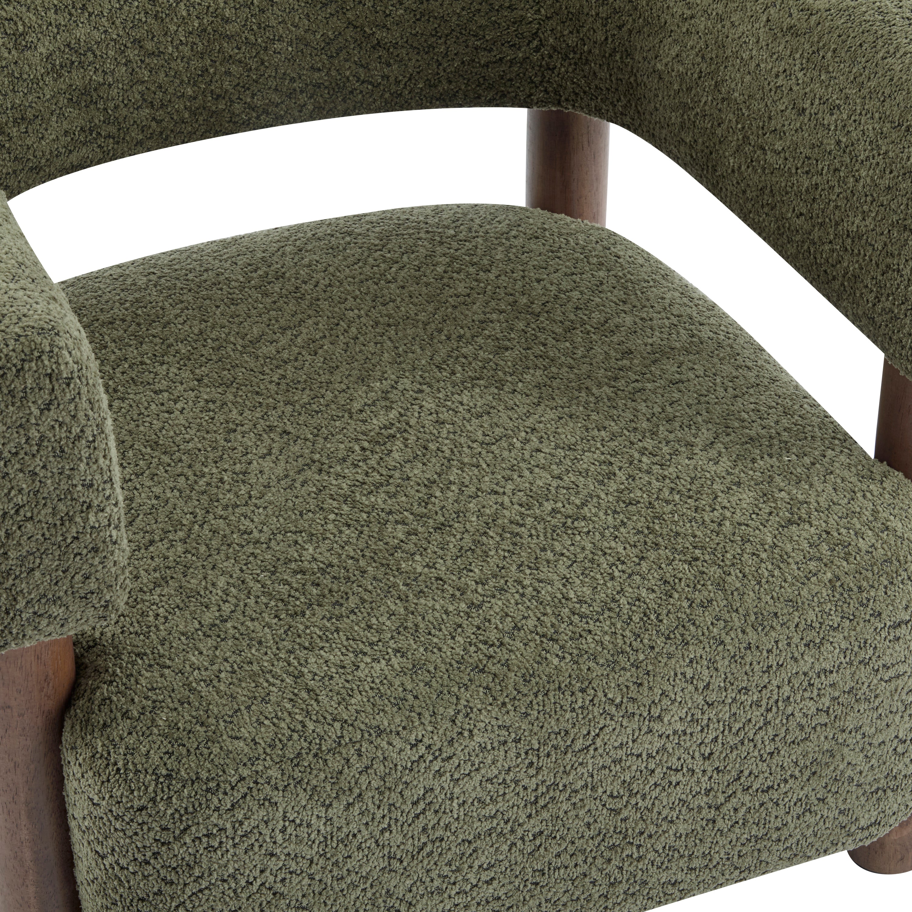 Boucle Upholstered Accent Arm Chair with Modern Wooden Frame