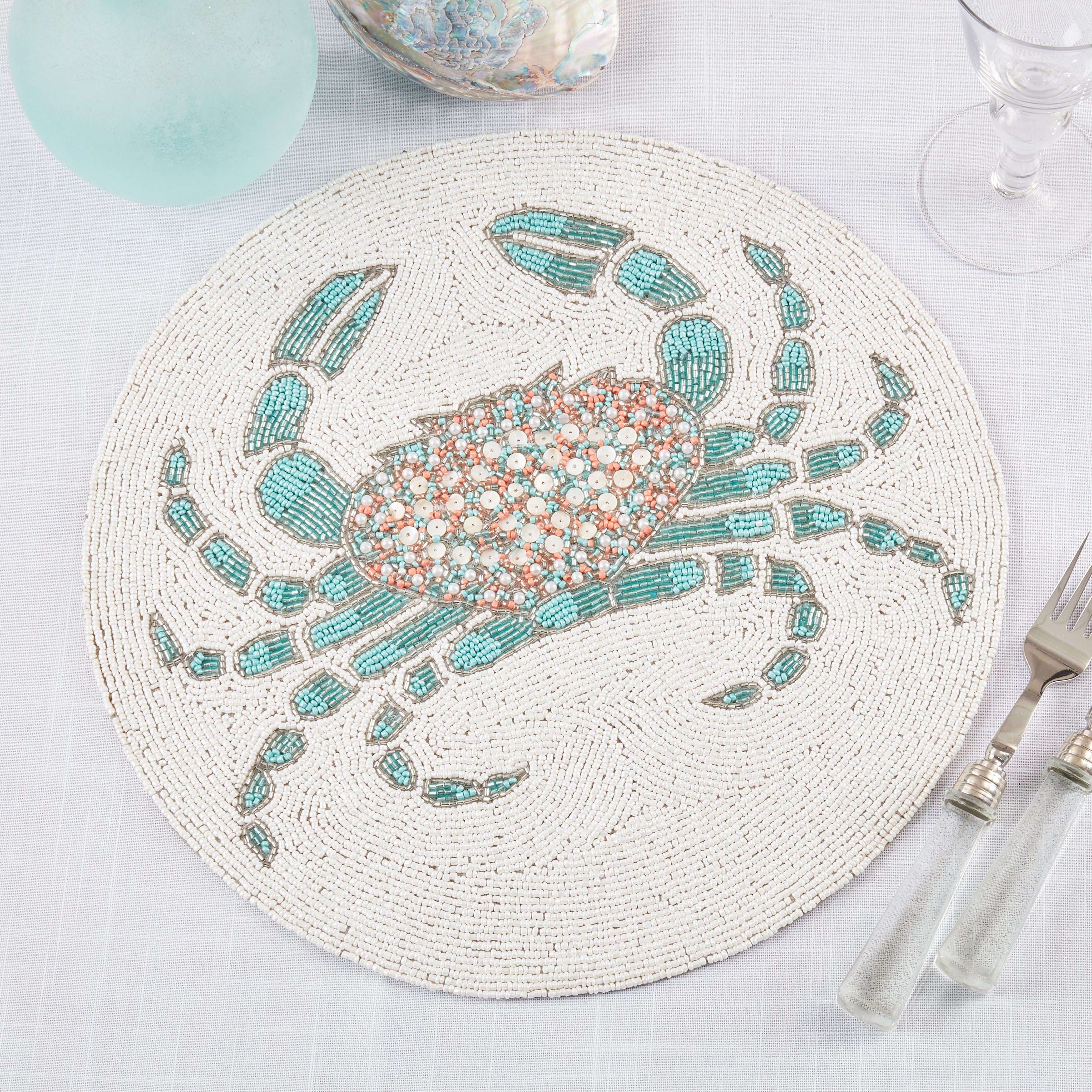 Crab Beaded Table Placemat, Set of 4