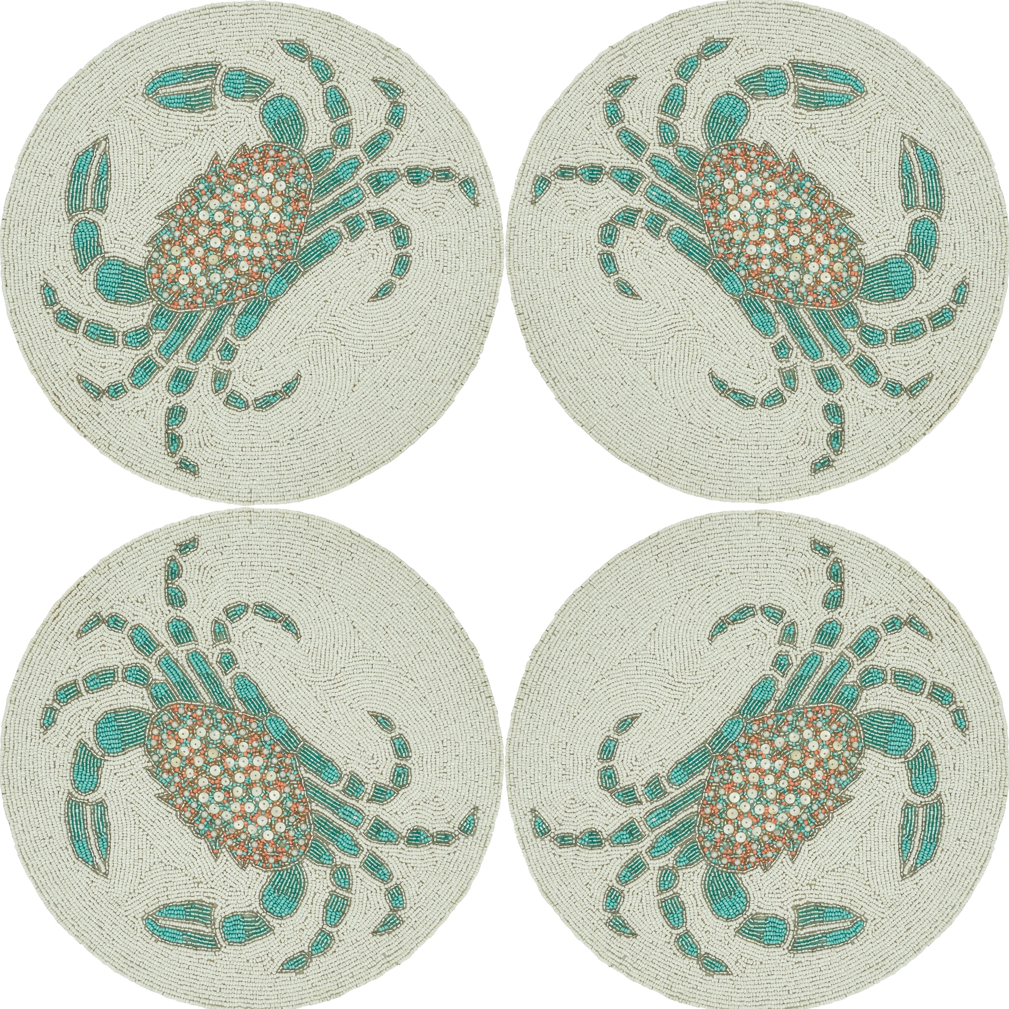 Crab Beaded Table Placemat, Set of 4