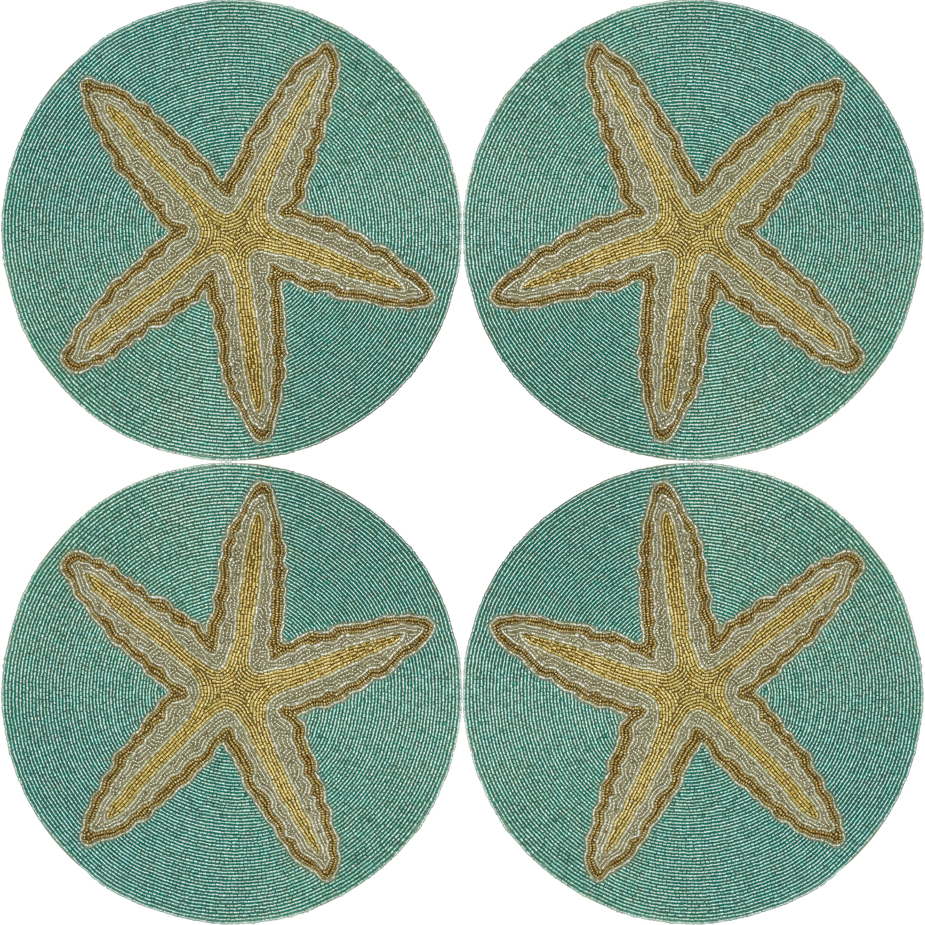 Starfish Beaded Table Placemat, Set of 4