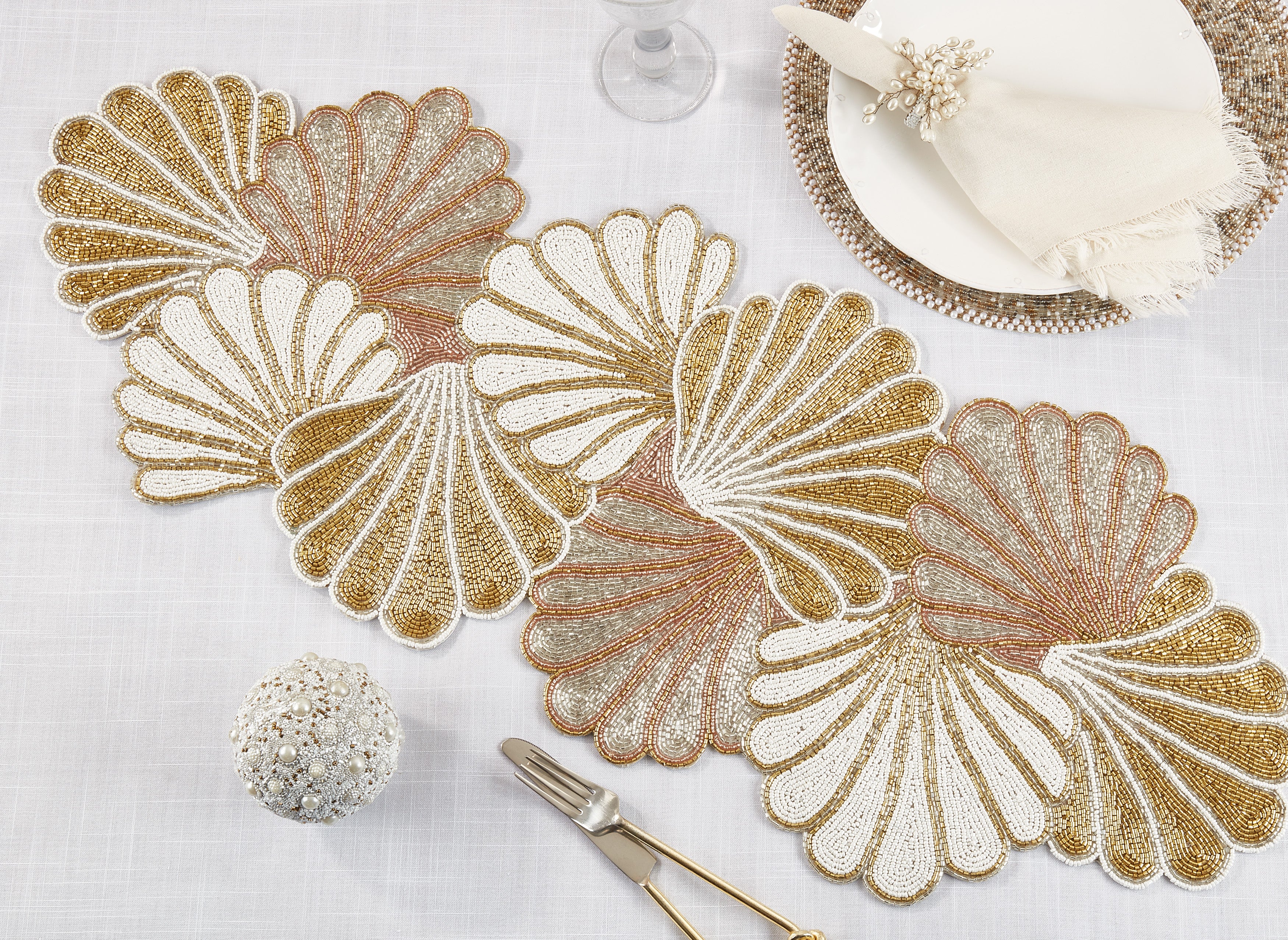 Sea Shell Beaded Design Table Runner