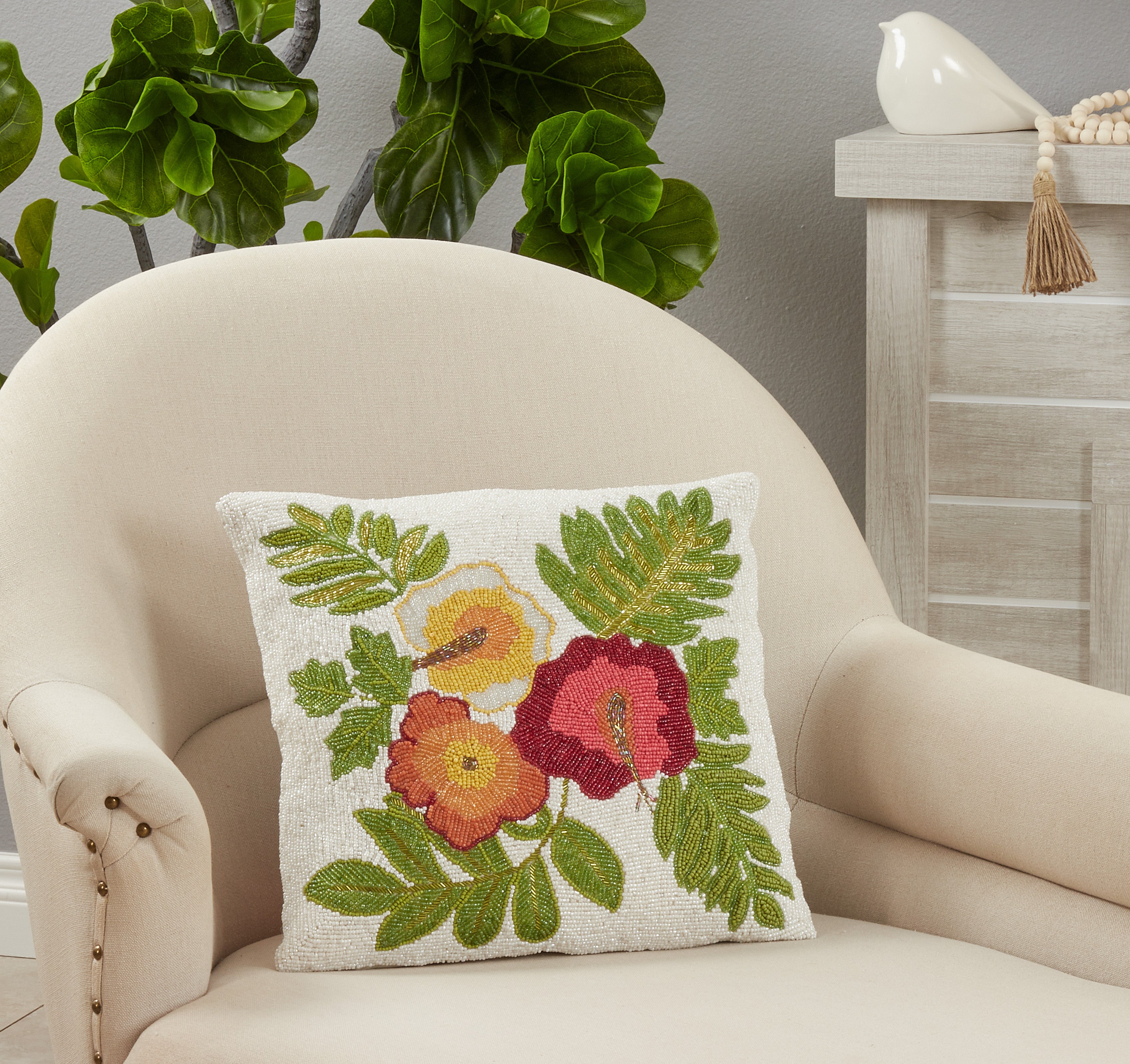 Pier 1 Hibiscus Throw Pillow