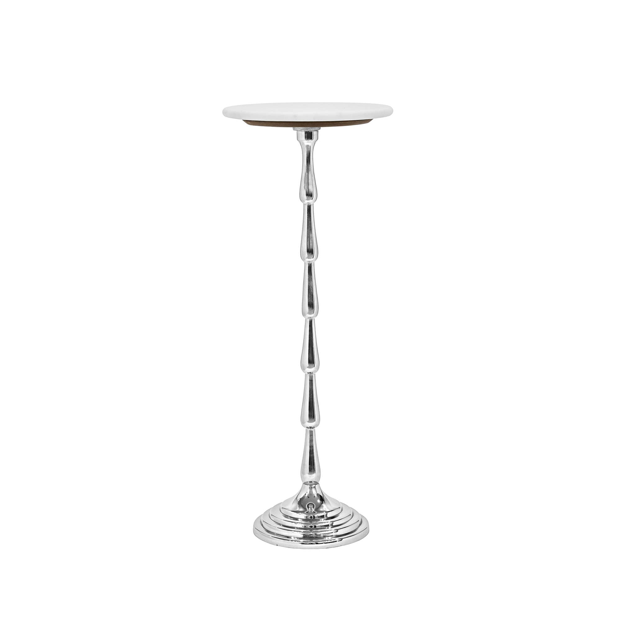Drink Table with White Marble Top  and Aluminum Base