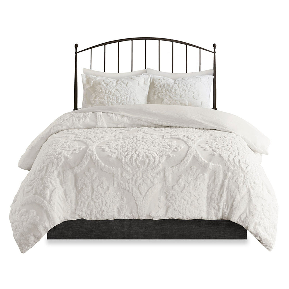 Viola 3-Piece Tufted Cotton Chenille Damask Comforter Set