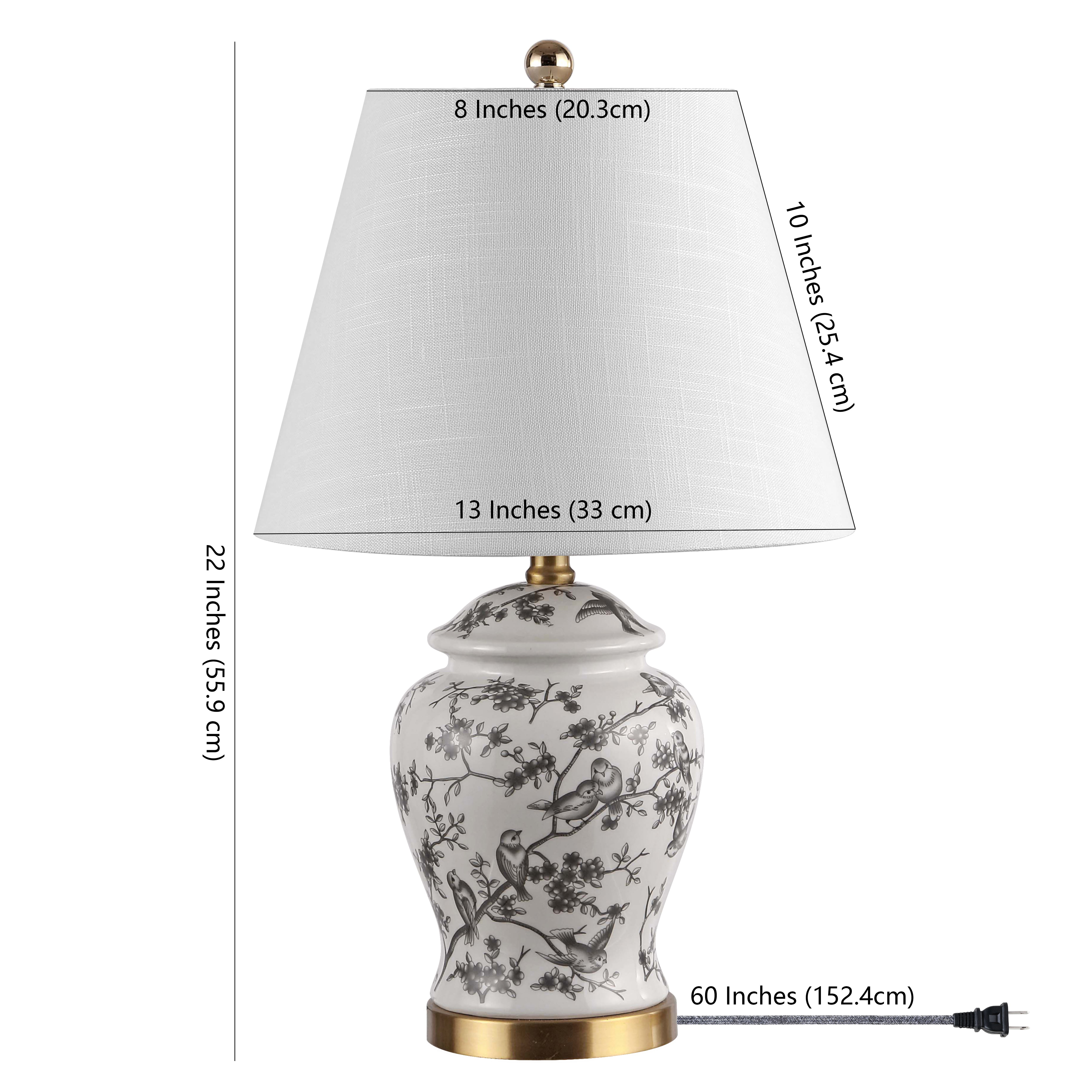 Penelope French Country Cottage Ceramic/Iron Chinoiserie Ginger Jar LED Table Lamp