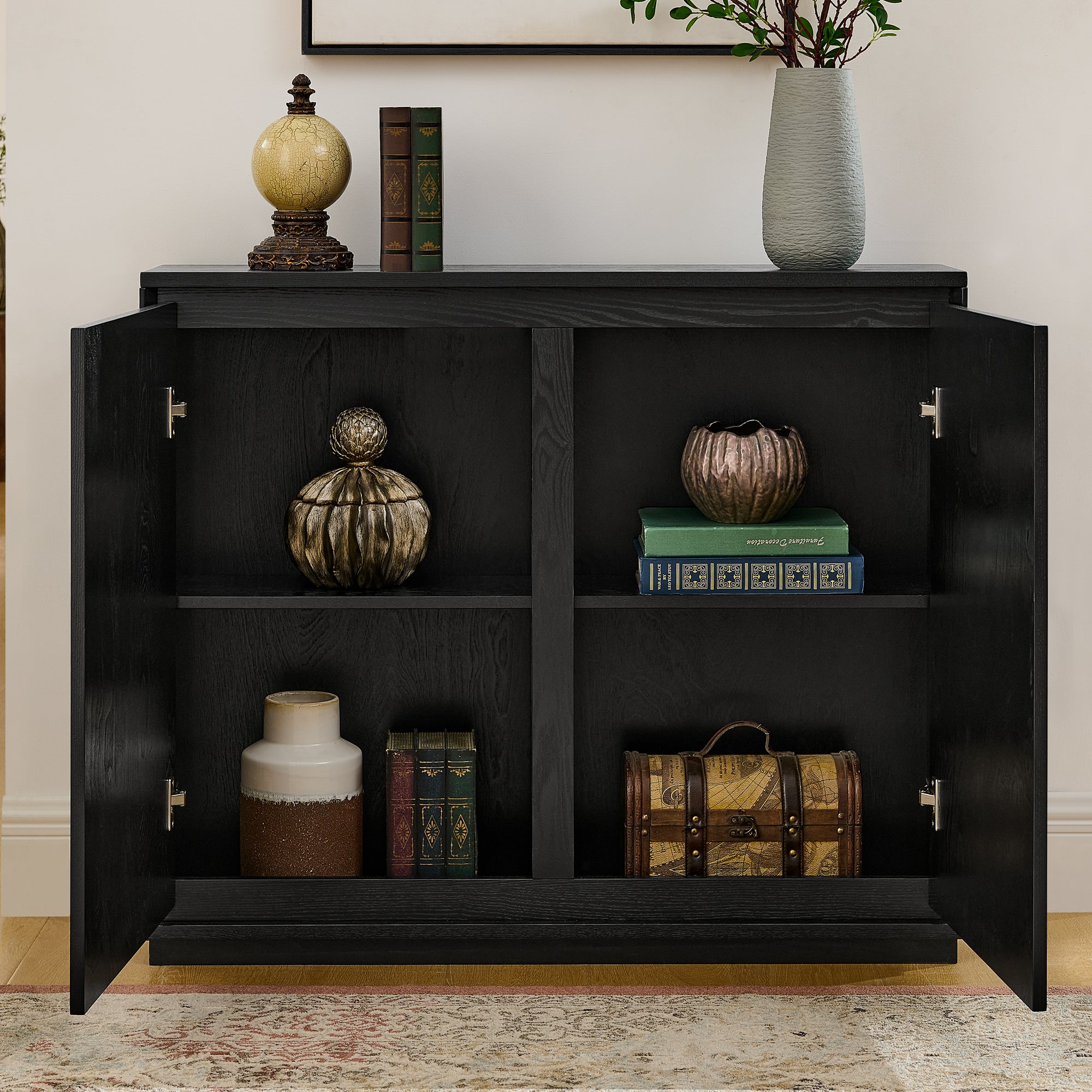 Mid Century Modern V-Shape Narrow Storage Cabinet