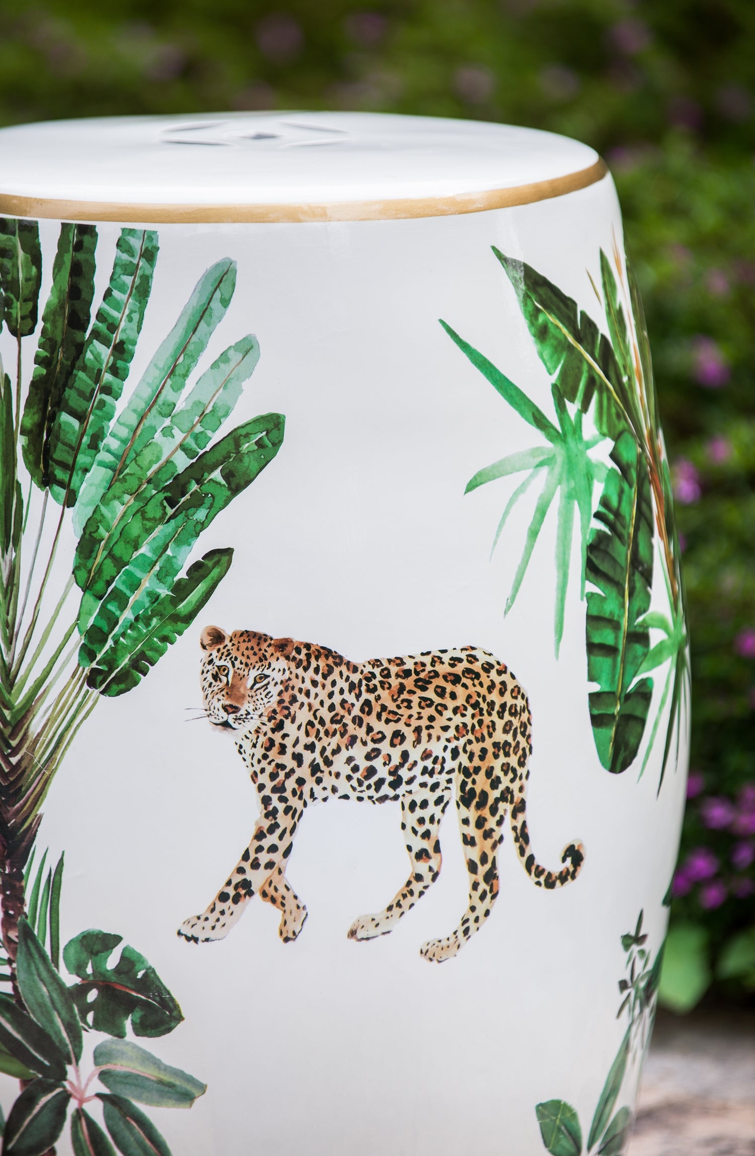 Jungle Ceramic Accent Garden Stool