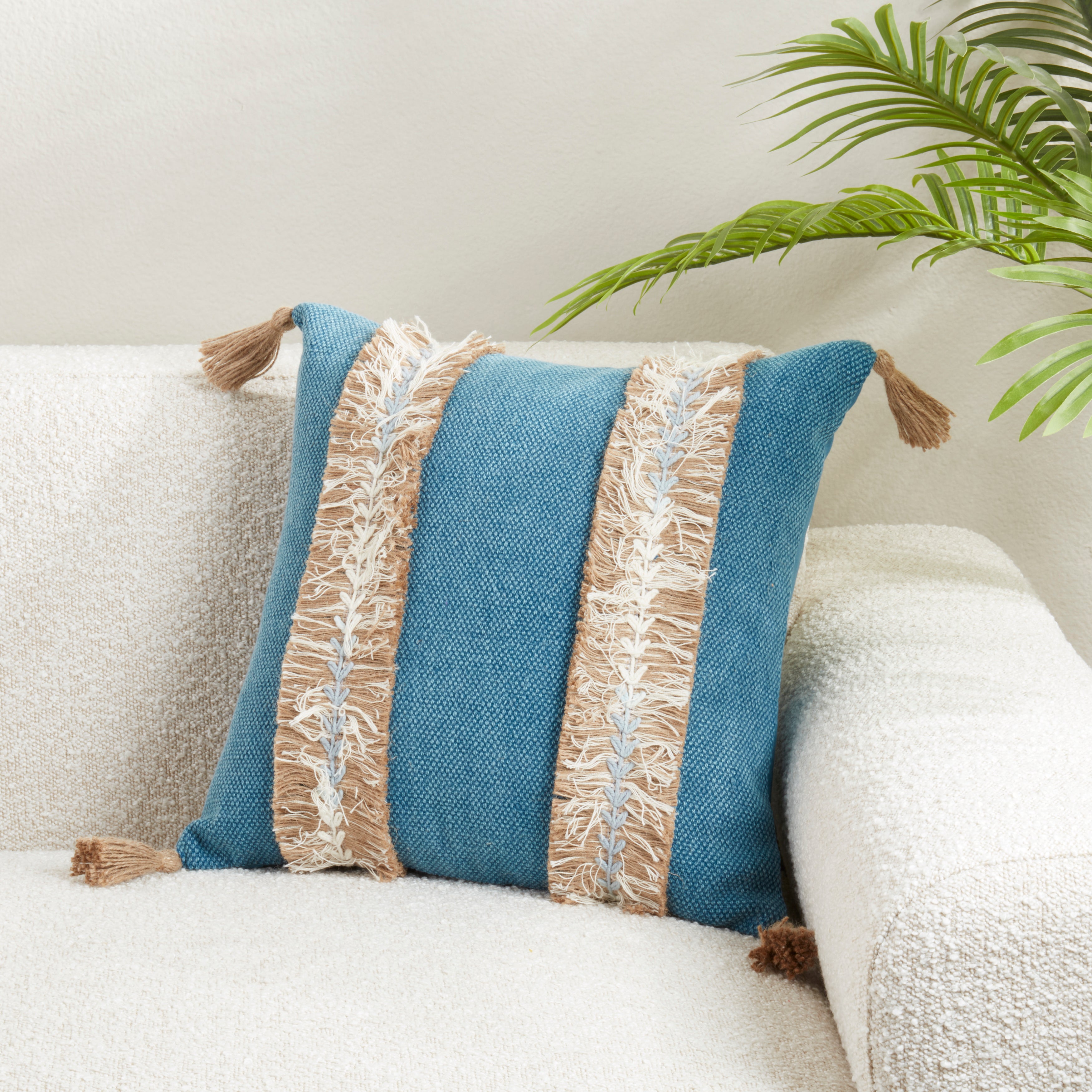Chic Embroidered Stripe Poly Filled Pillow