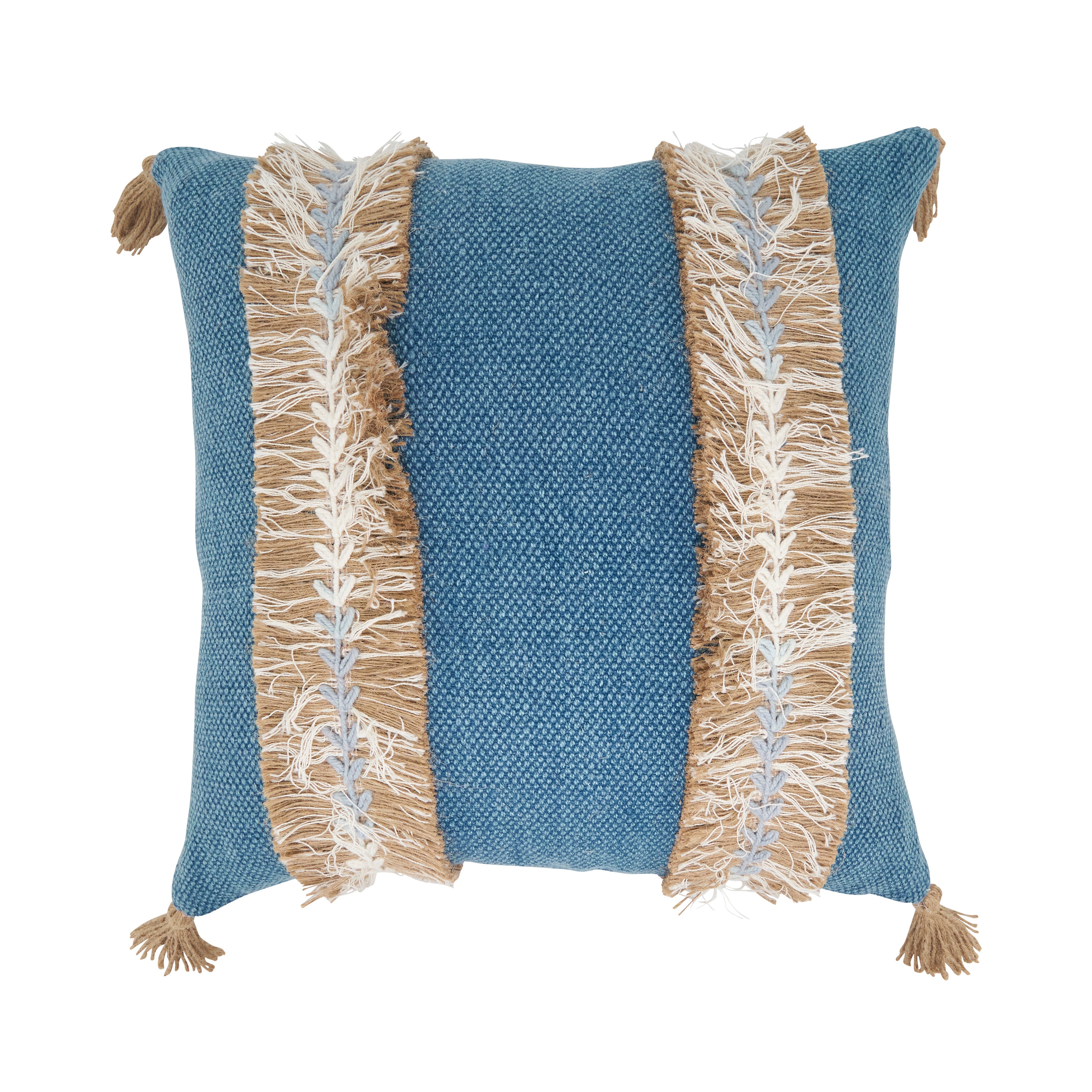 Chic Embroidered Stripe Poly Filled Pillow