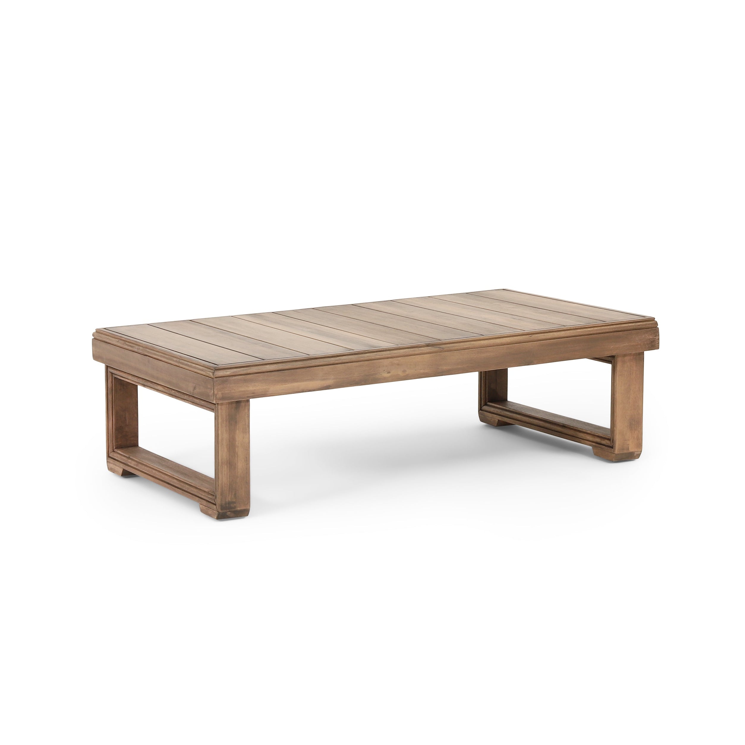 Outdoor Coffee Table with Slat Design and Sled Base