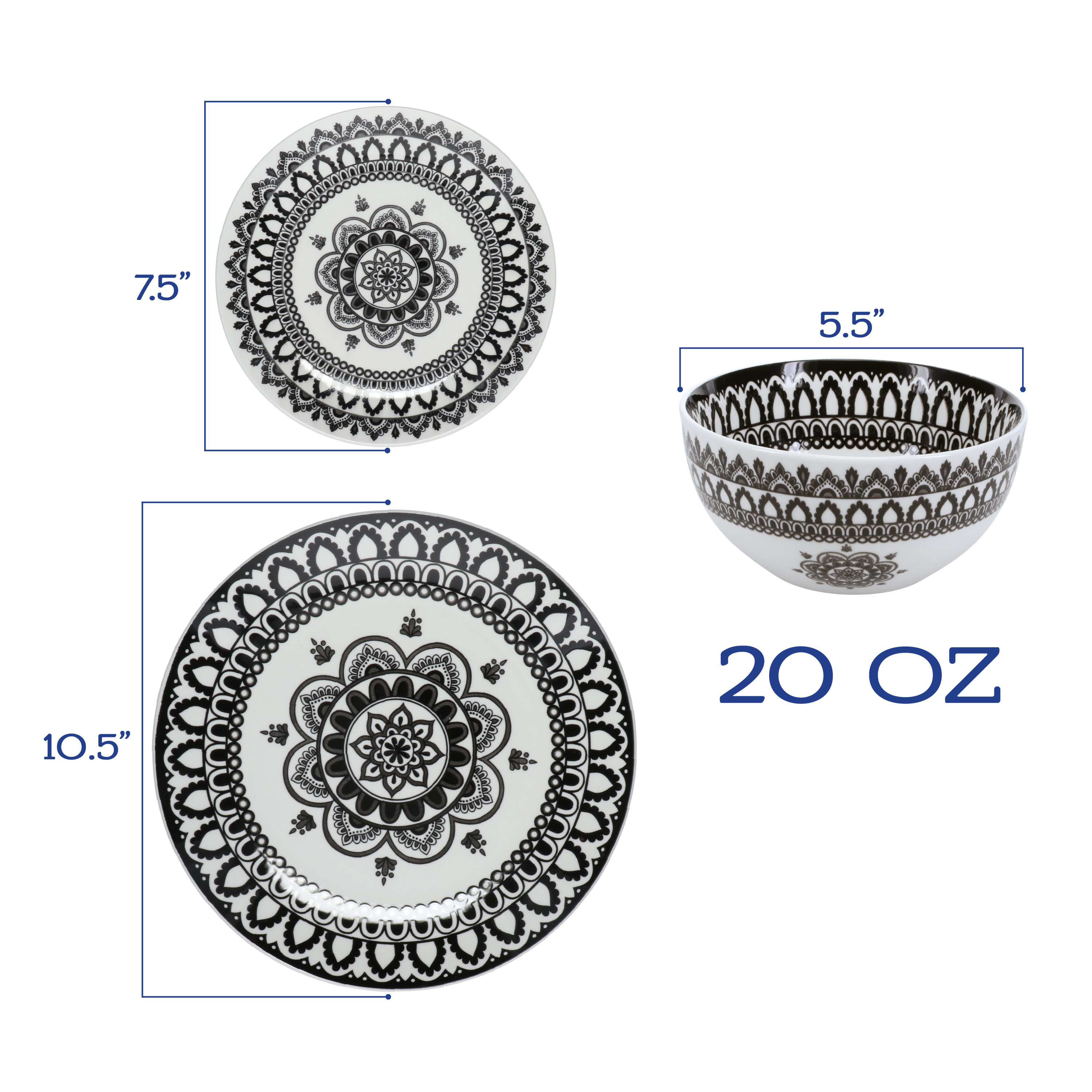 Arabesque 12 Piece Dinnerware Set