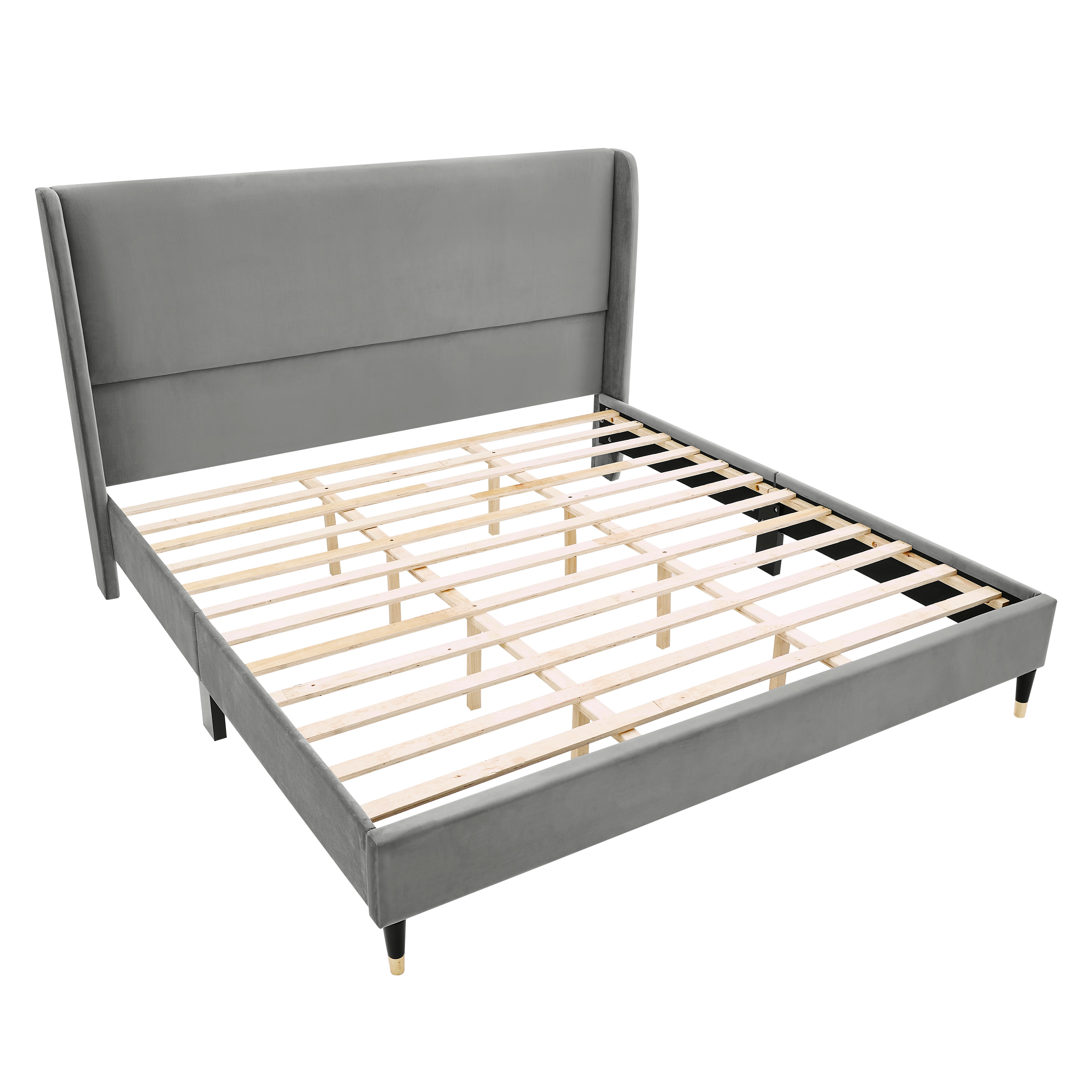 Rozita Velvet Wingback Platform Bed