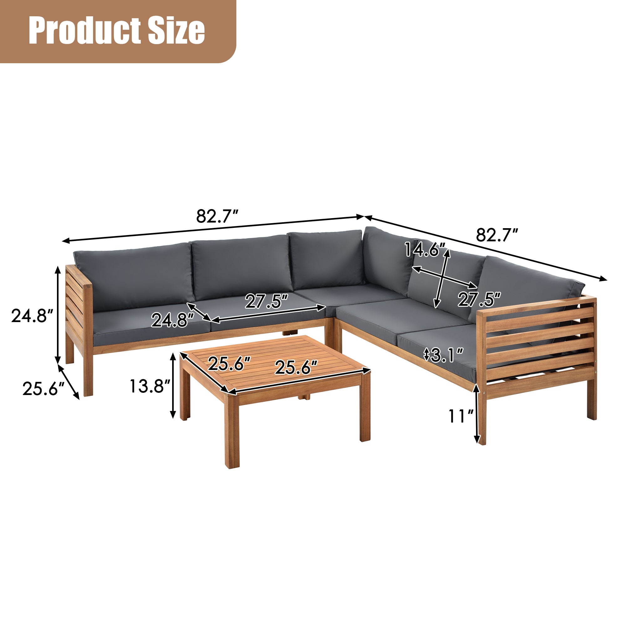 Wood Structure Outdoor Sofa Set with beige Cushions Exotic design Water-resistant and UV Protected texture High quality acacia wood Strong Metal Accessories