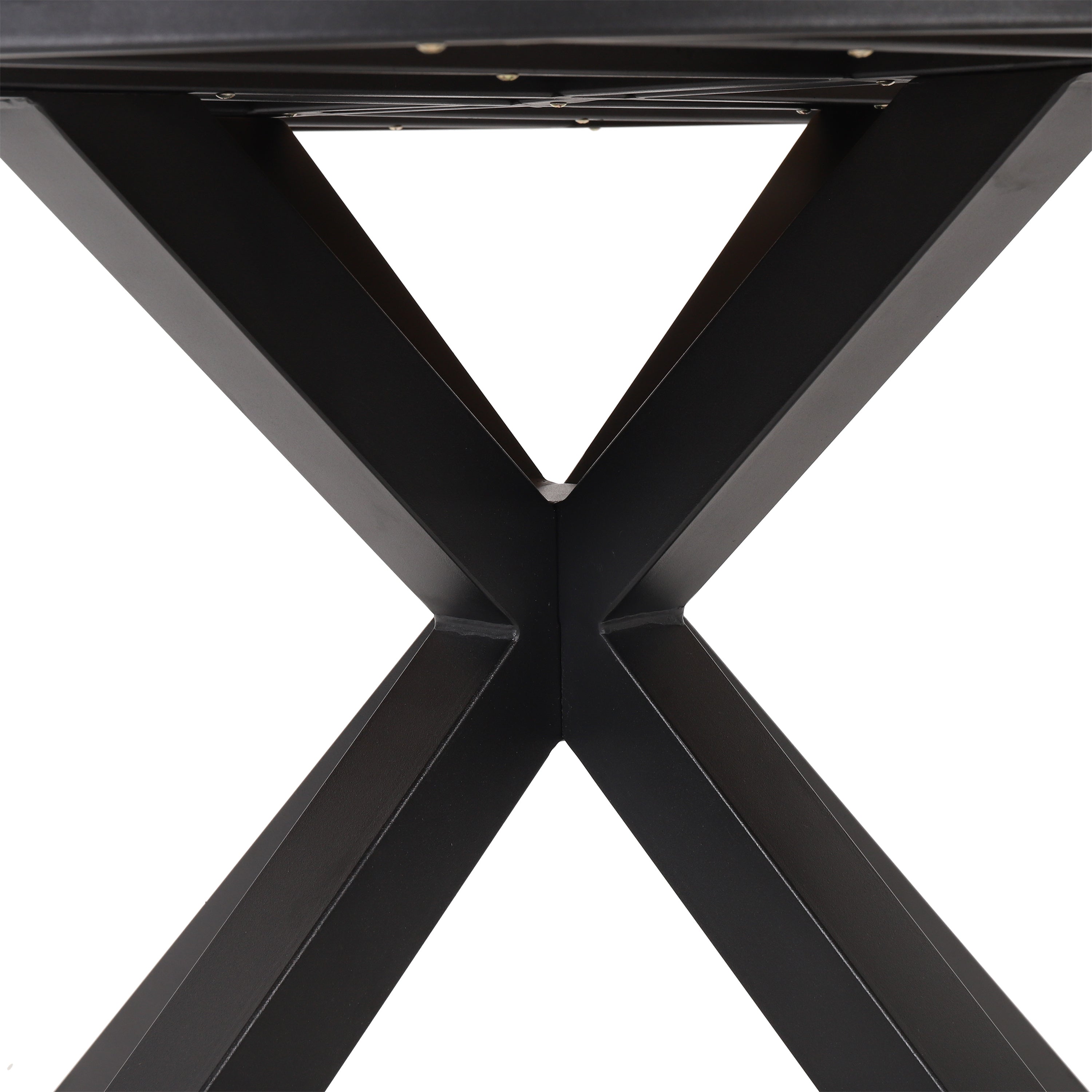 Outdoor Dining Table, Teak Acacia Wood Tabletop and Black Metal Leg