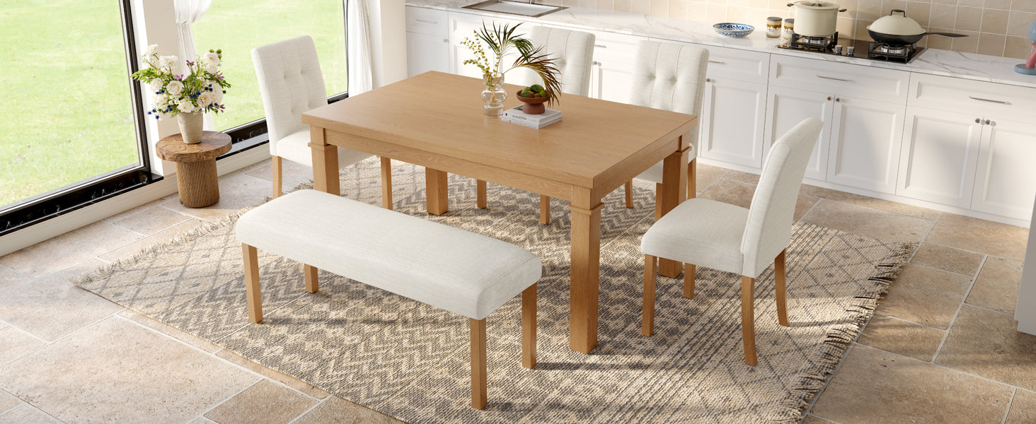 Franklin Modern 6-Piece Dining Set with 4 Upholstered Chairs & Bench