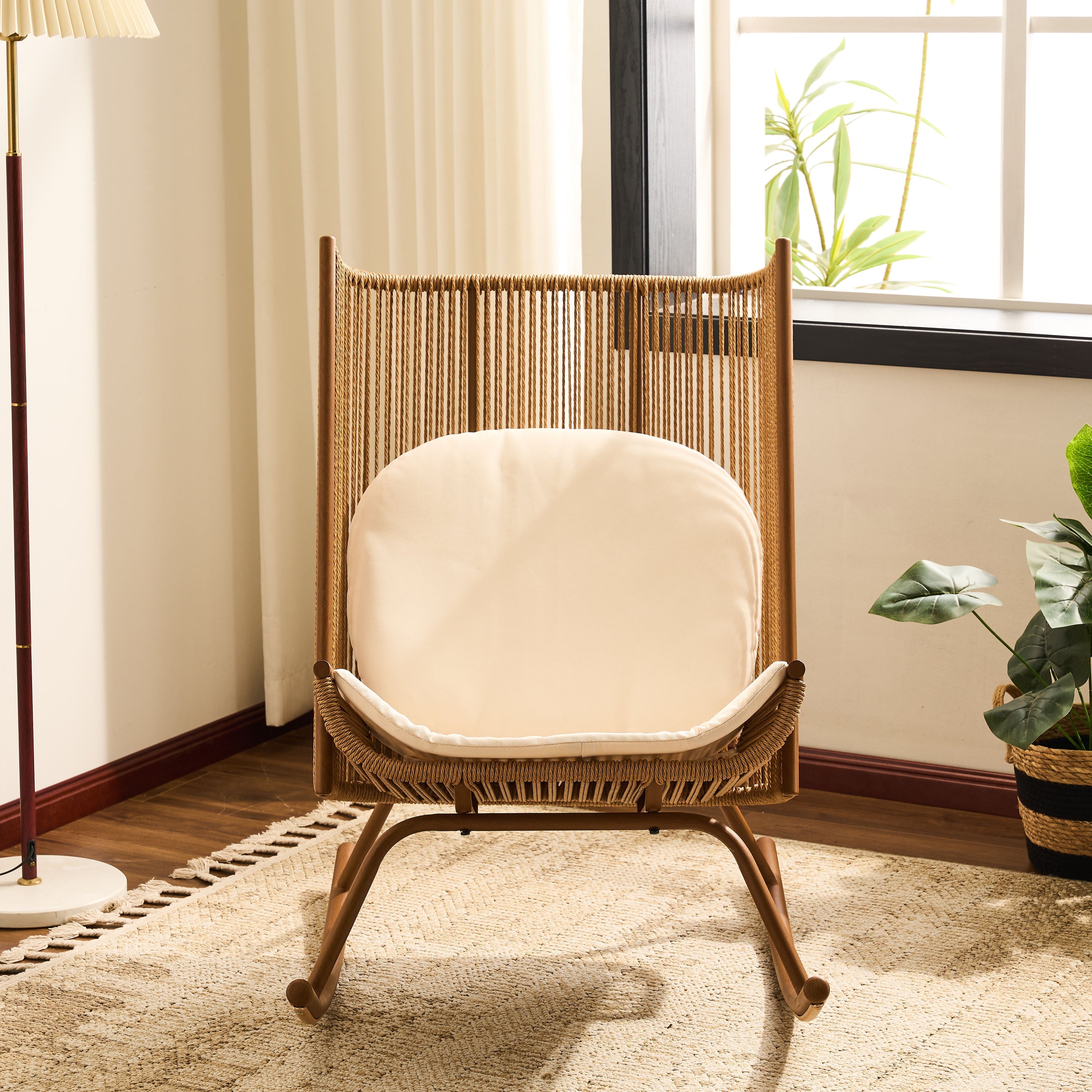 High Square Back Modern Outdoor Rocking Chair