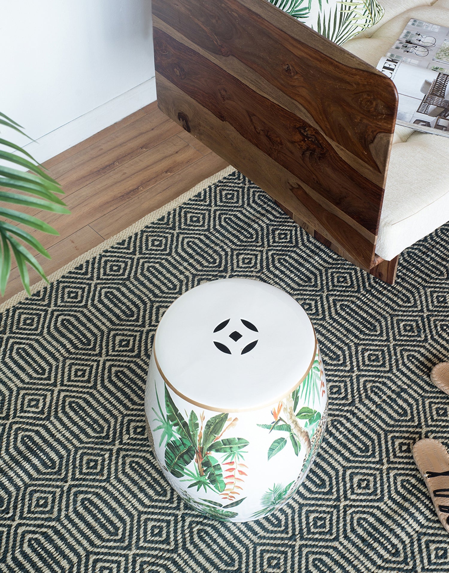 Jungle Ceramic Accent Garden Stool