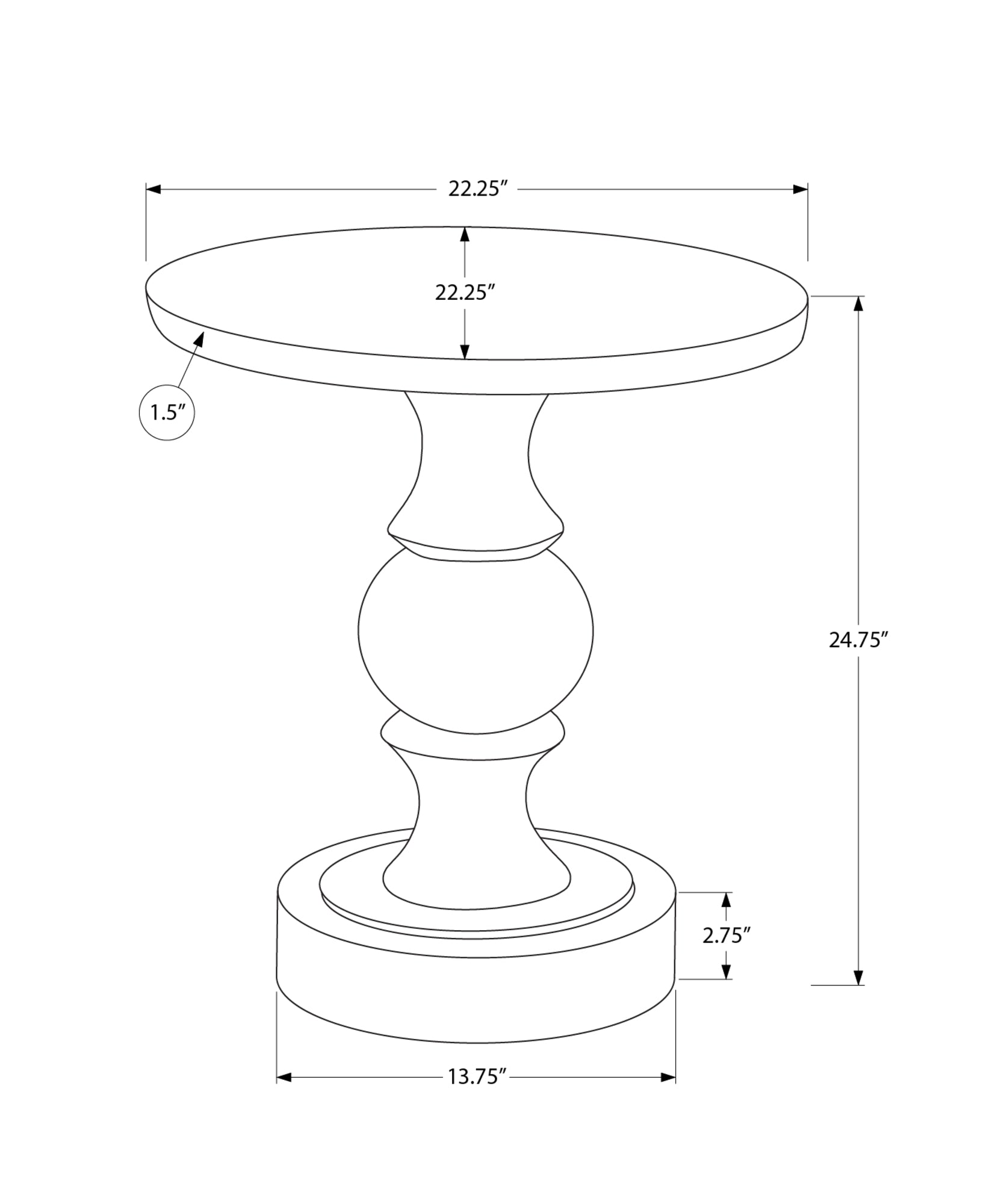 Transitional Pedestal Indoor Outdoor Accent Table