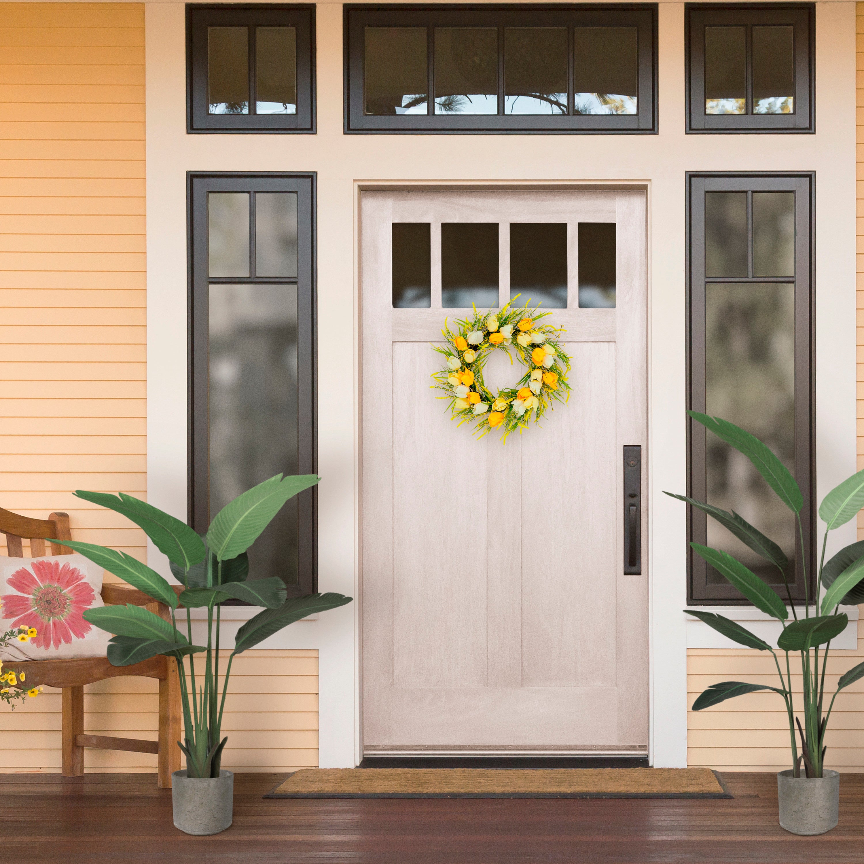 24" Artificial Tulip Floral Spring Door Wreath