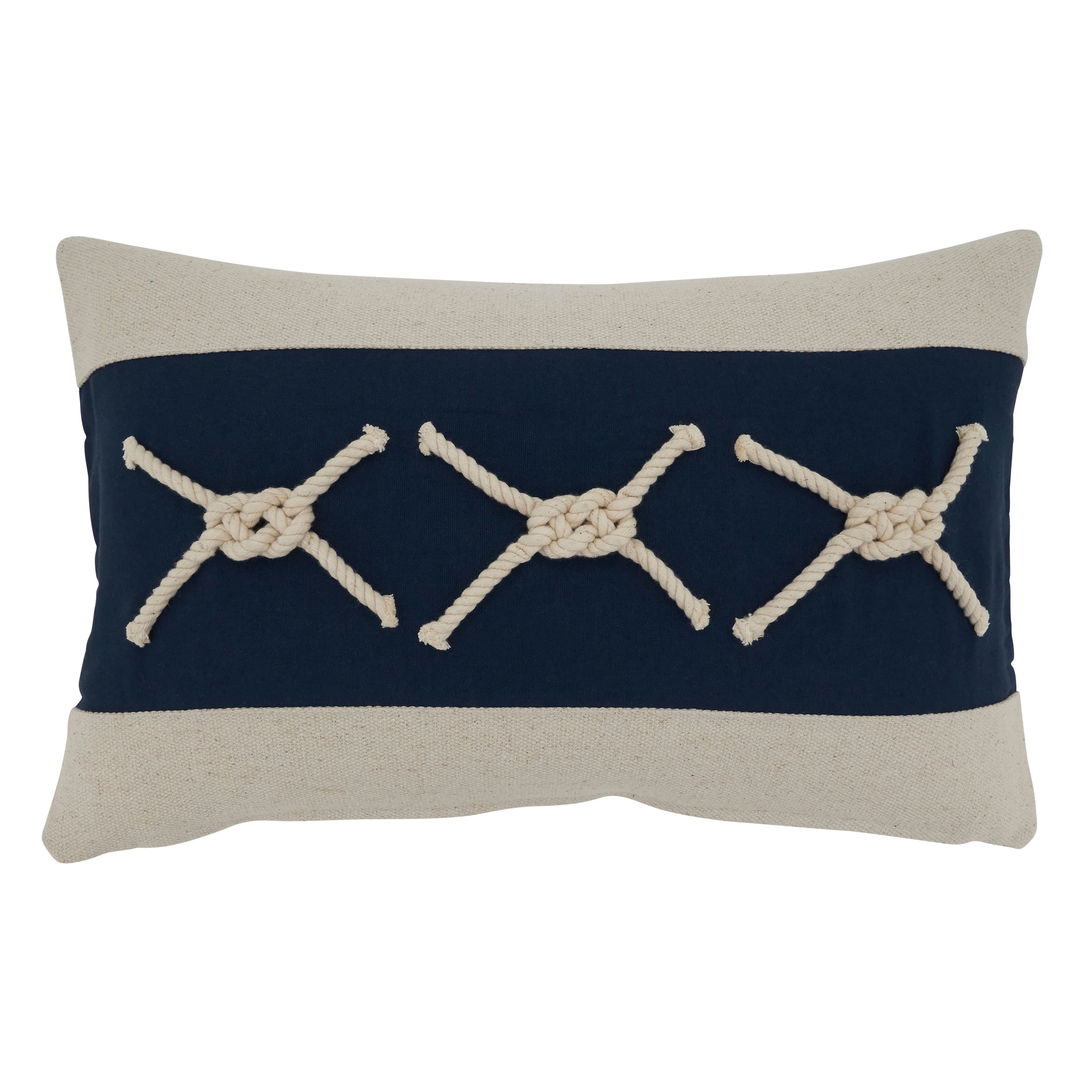 Rope Knots Appliqué Poly Filled Throw Pillow