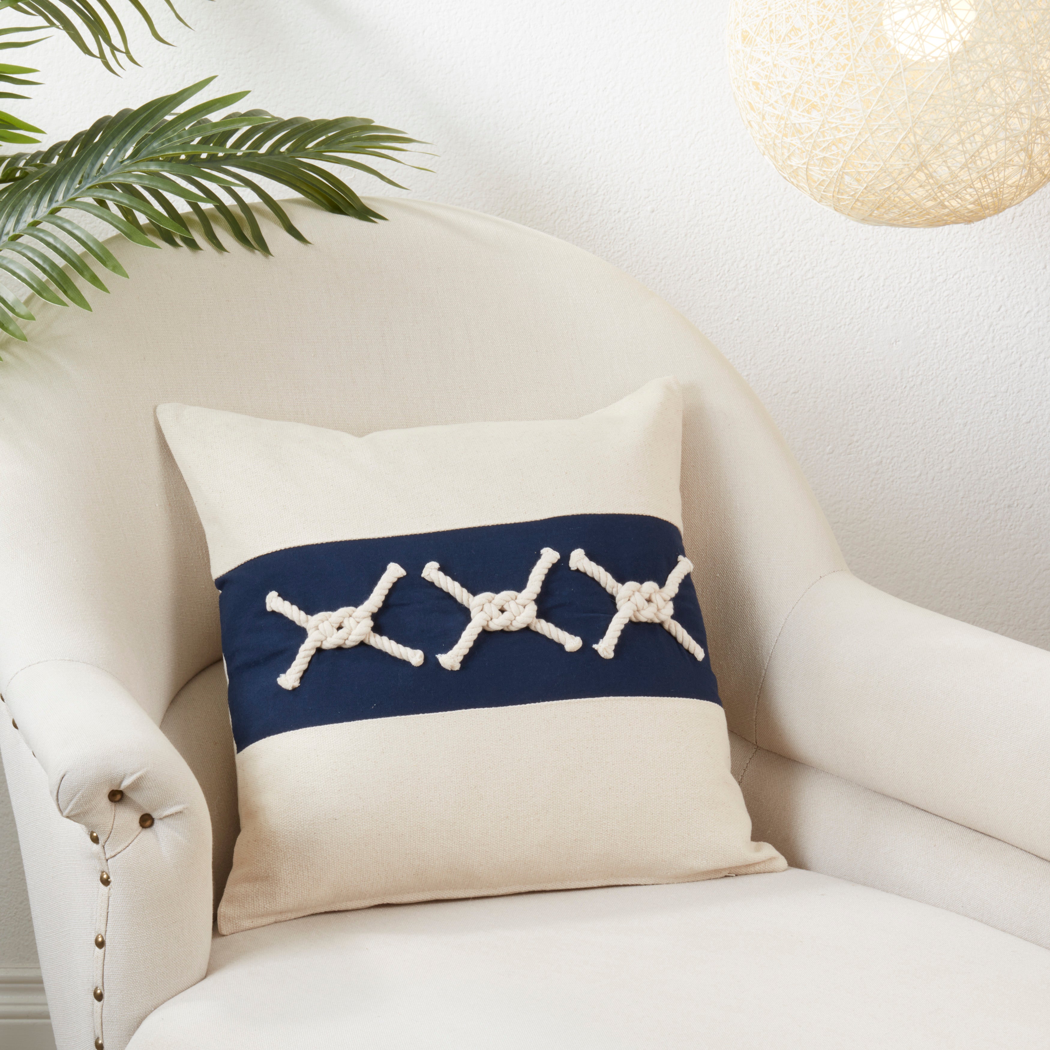 Rope Knots Appliqué Poly Filled Throw Pillow