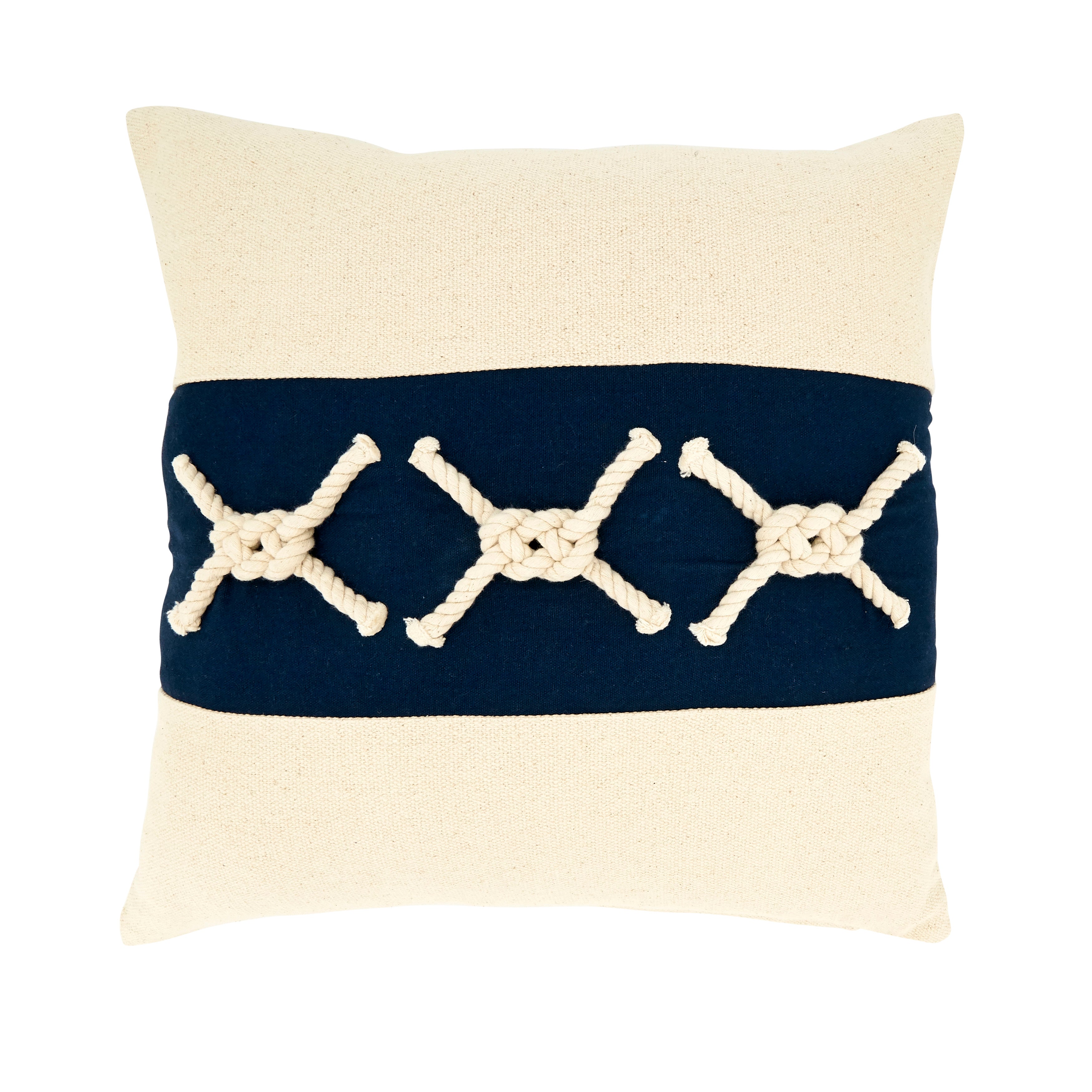 Rope Knots Appliqué Poly Filled Throw Pillow