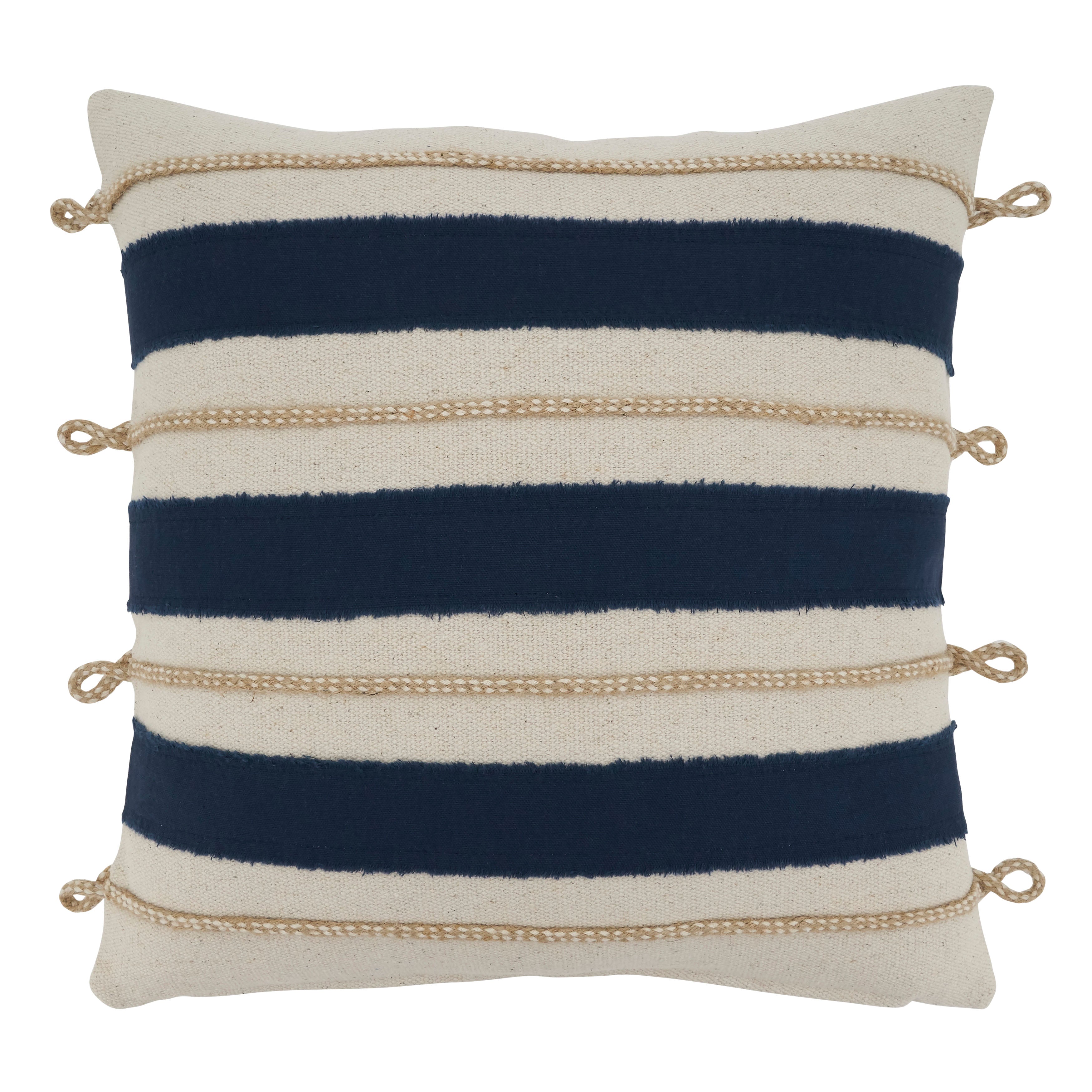 Rope Appliqué Poly Filled Throw Pillow