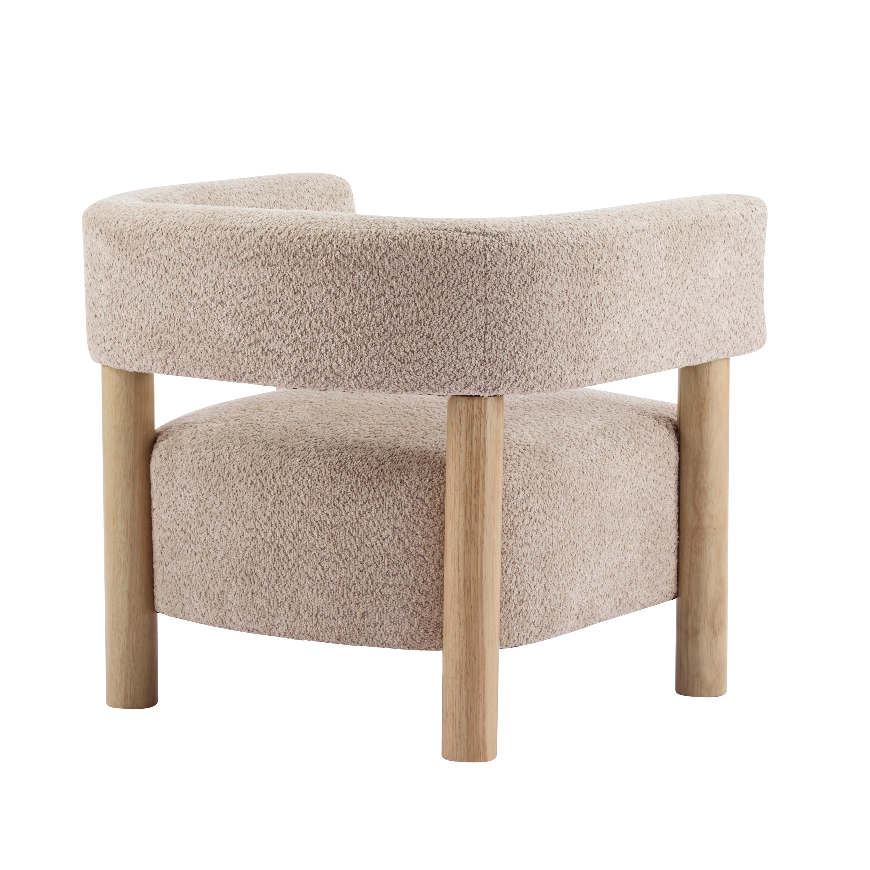 Boucle Upholstered Accent Arm Chair with Modern Wooden Frame