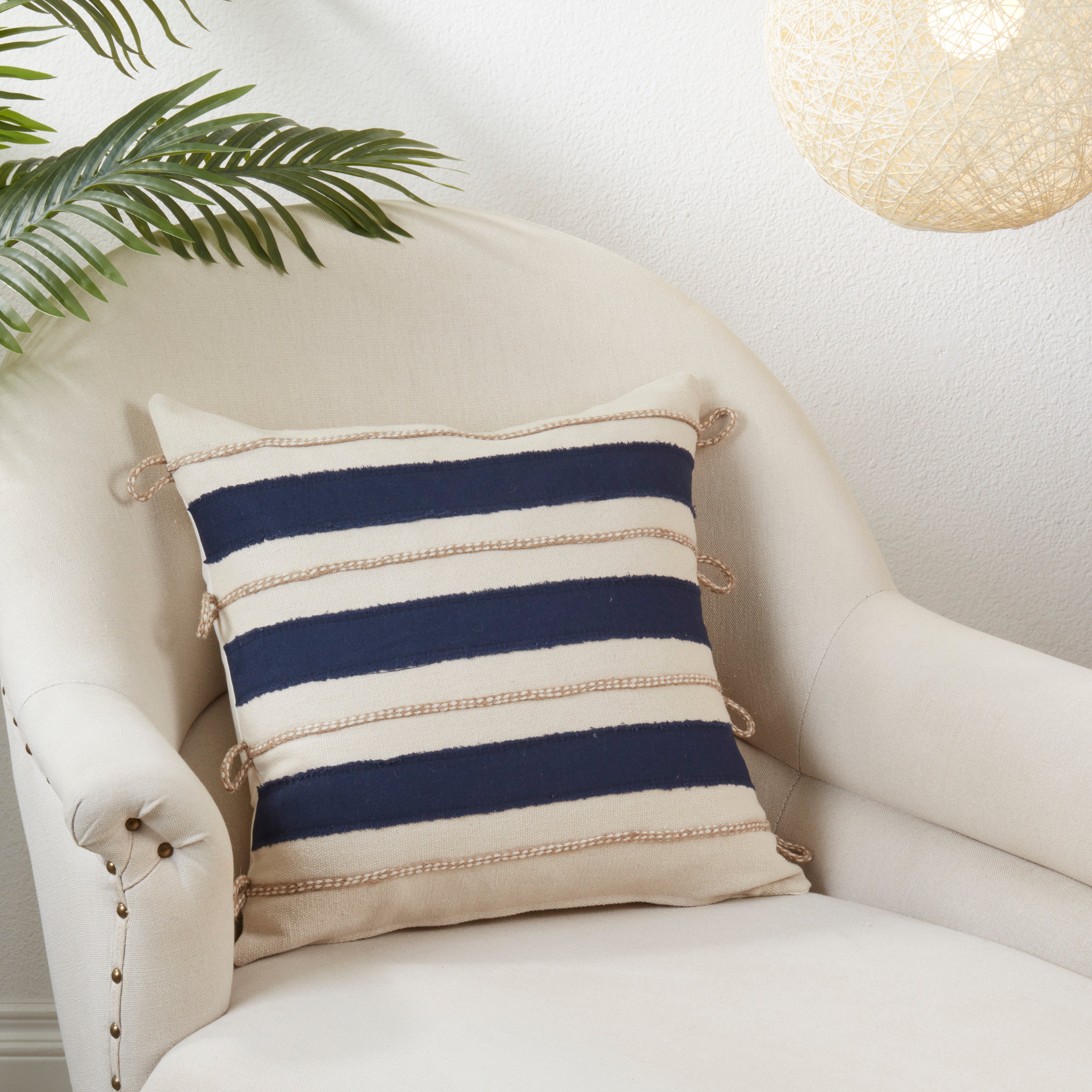 Rope Appliqué Poly Filled Throw Pillow