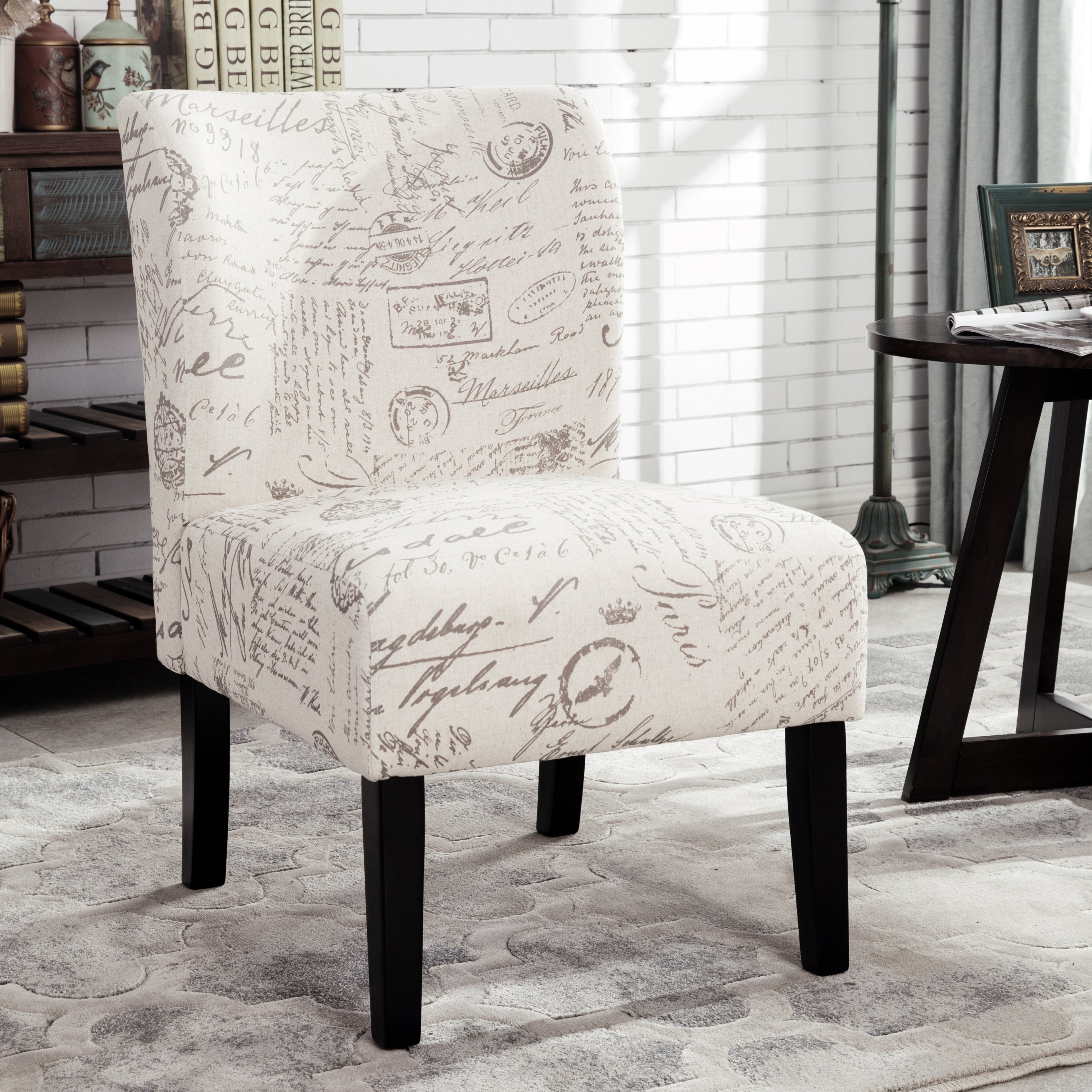 Capa English Letter Print Armless Accent Chair