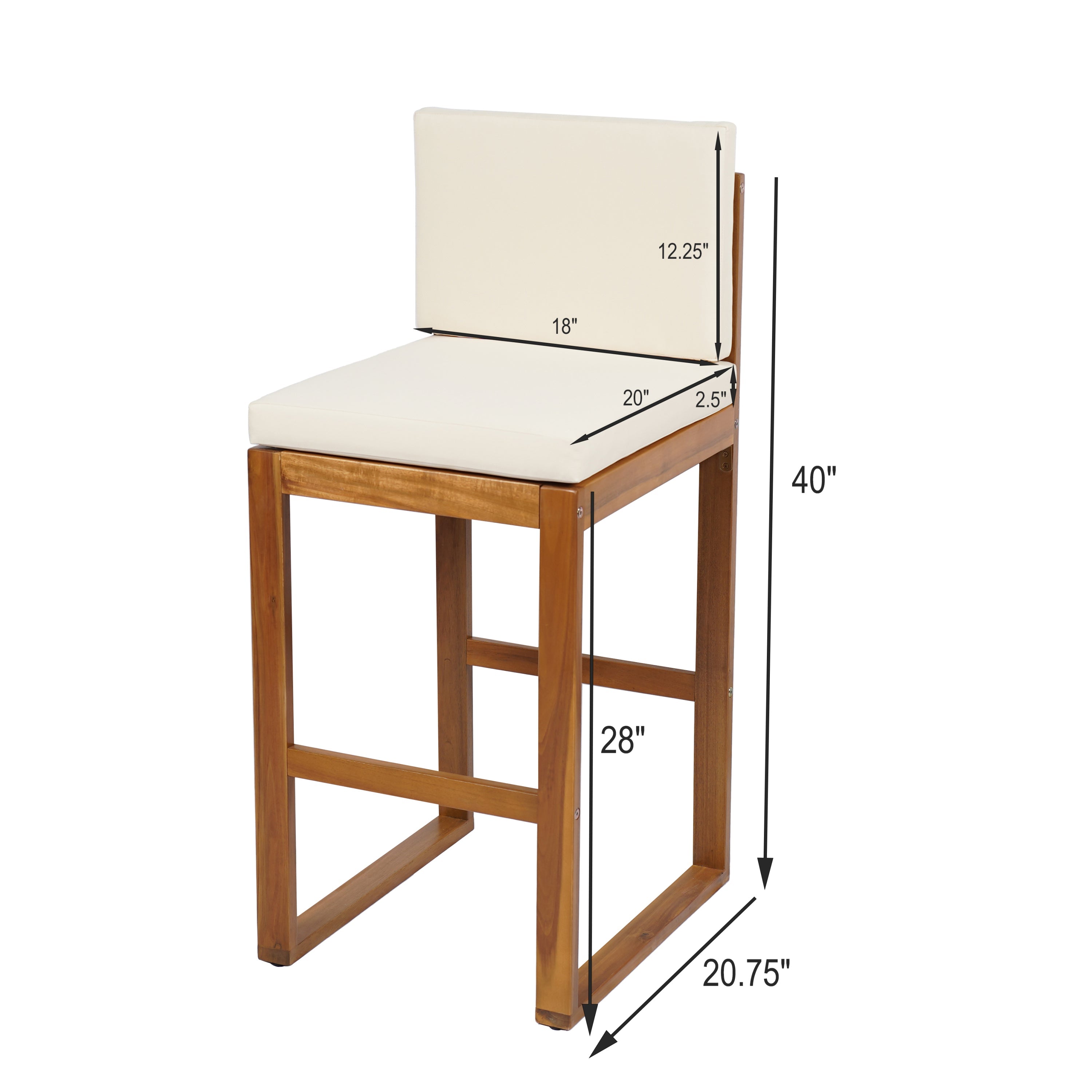 Seacliff Outdoor Acacia Wood Barstools, Set of 2