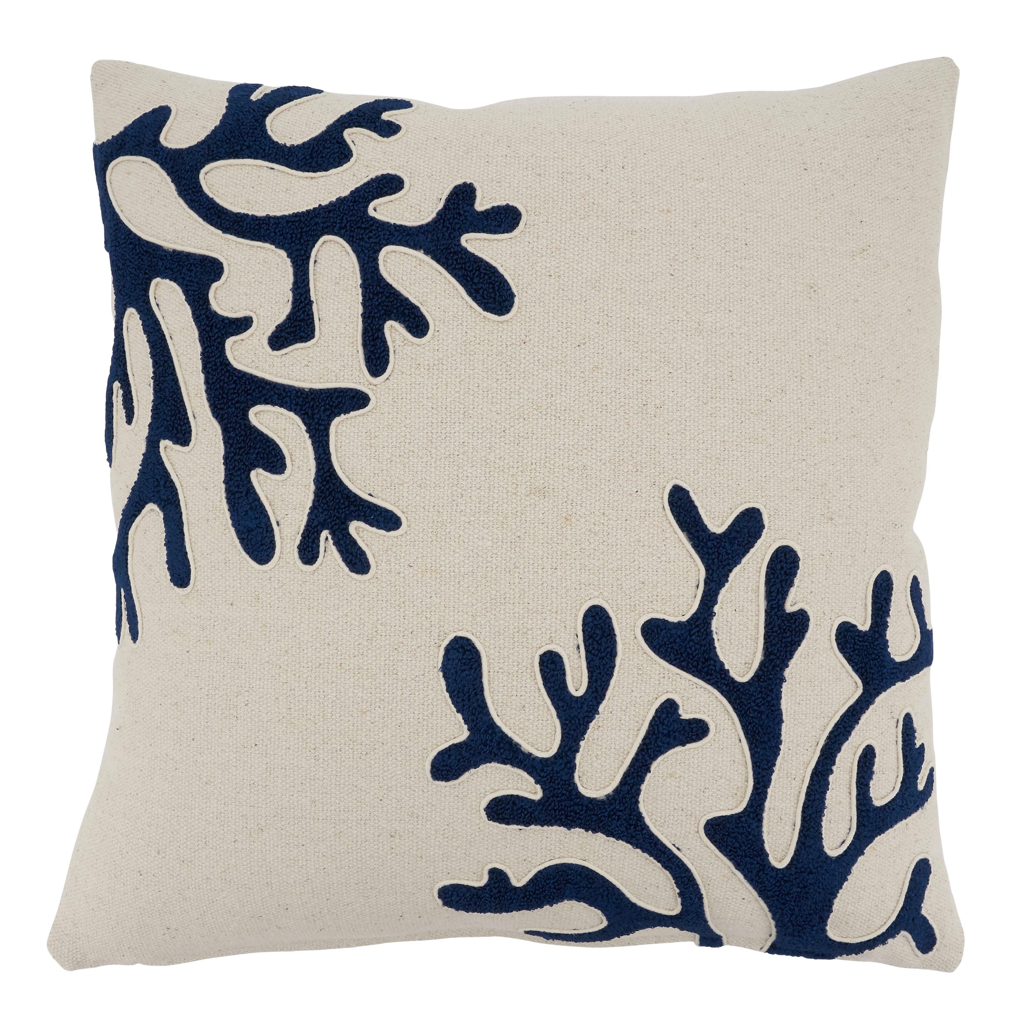Coral Design Poly-Filled Throw Pillow