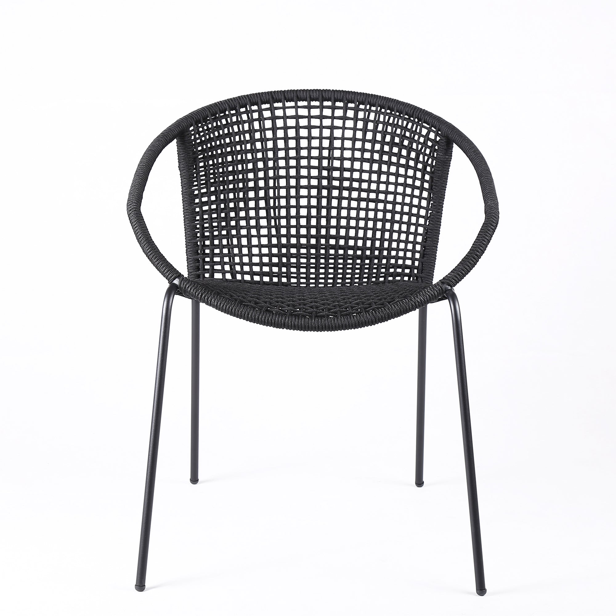 Quilla Indoor Outdoor Stackable Rope Dining Chairs, Set of 2