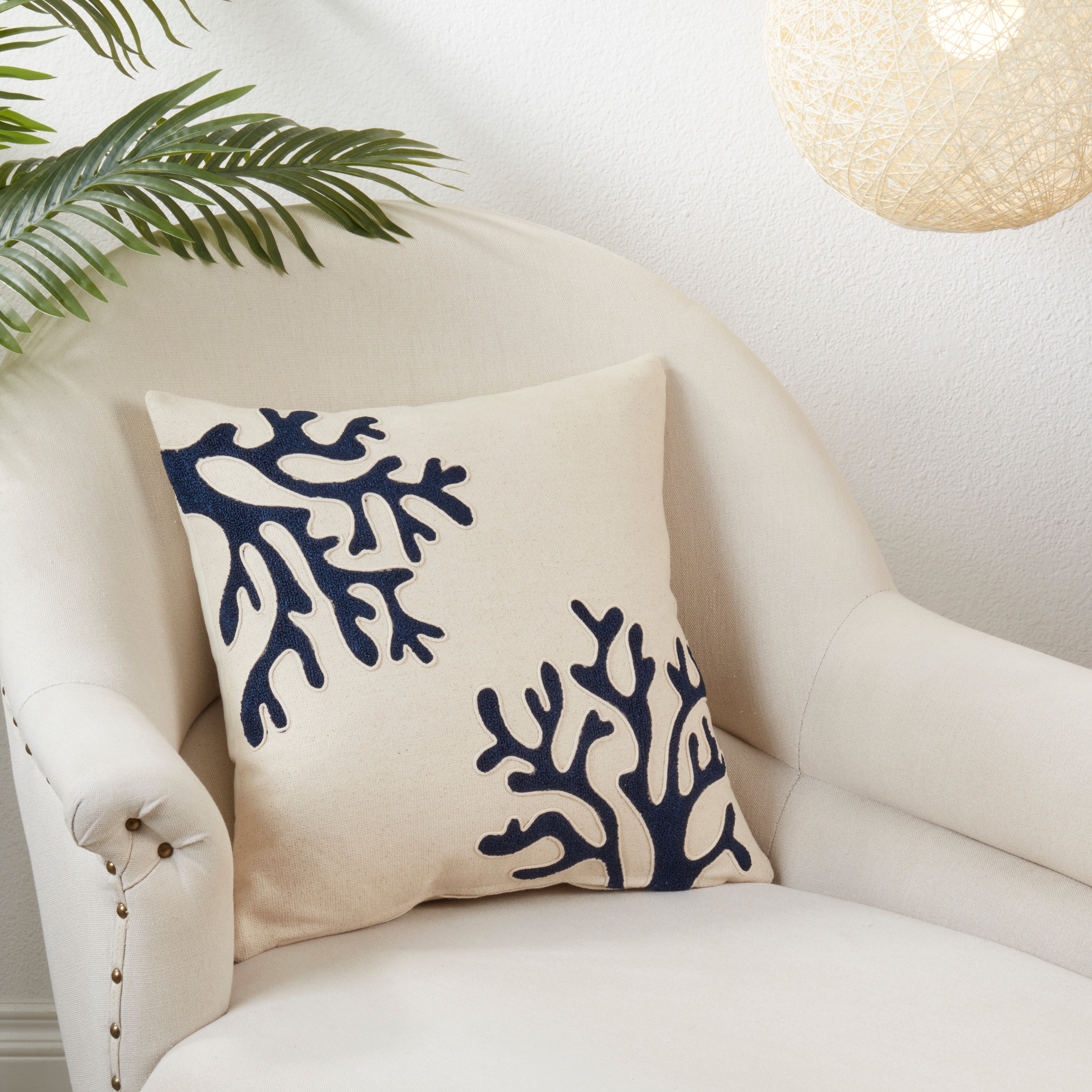 Coral Design Poly-Filled Throw Pillow